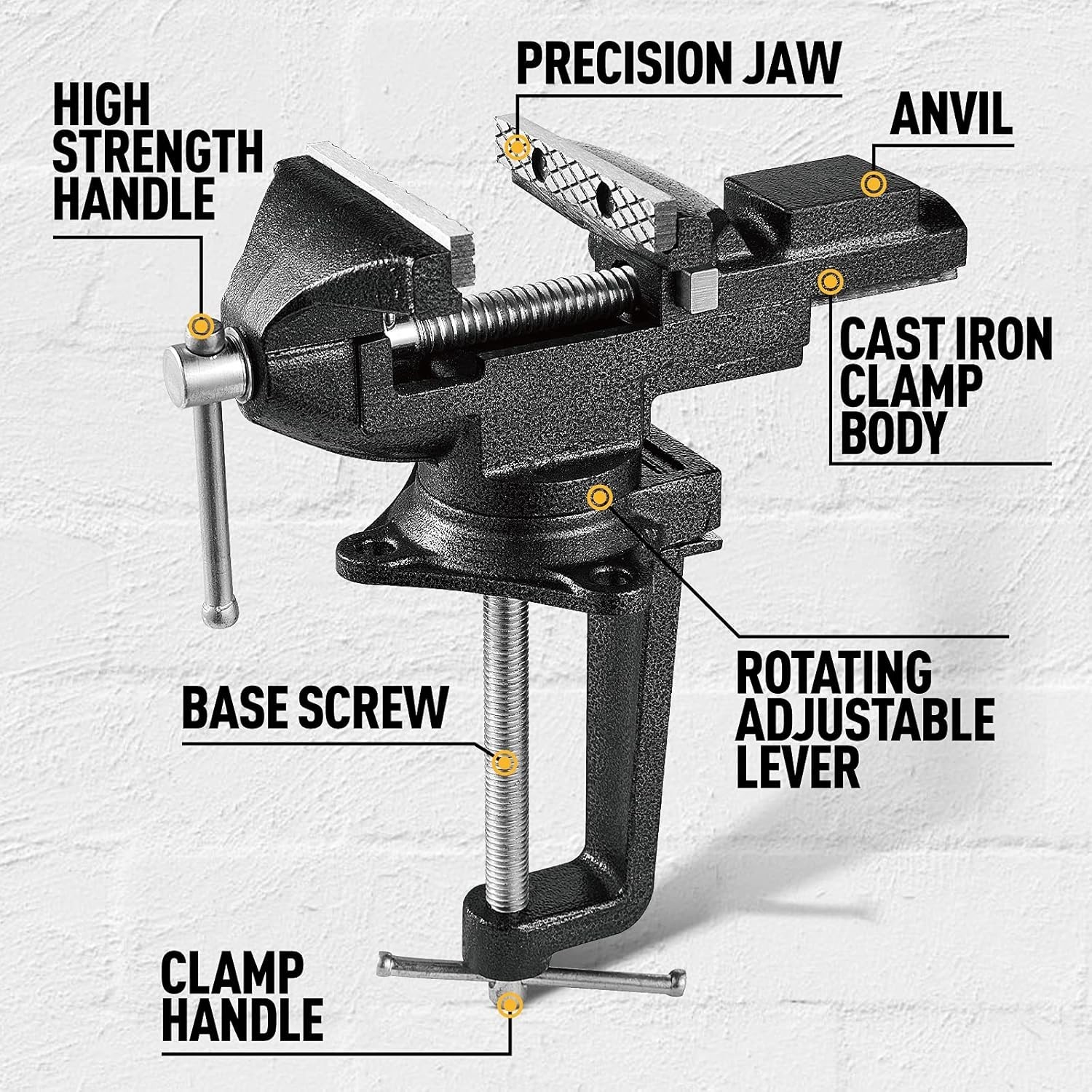 Compact 3.3″ Universal Clamping Vise – Perfect for Woodworking and DIY Projects