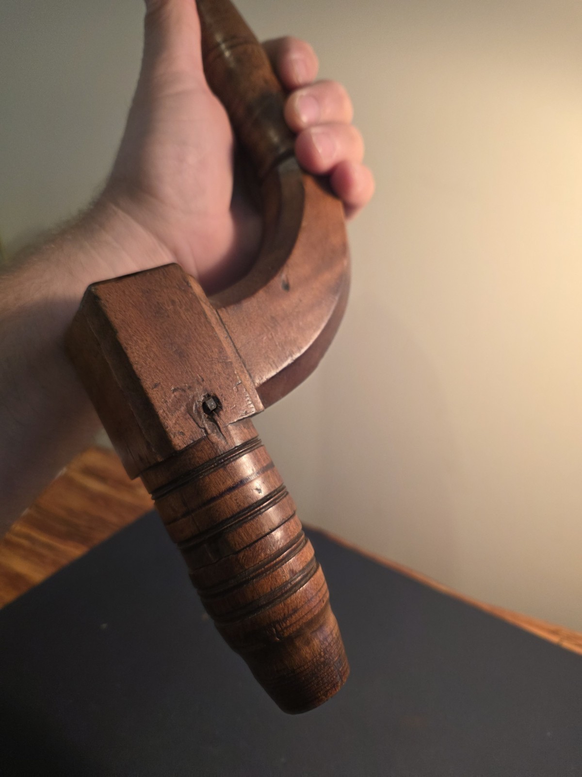 Antique Wood Pad Bit Brace Hand Drill Primitive Chairmakers Boring Tool Rosewood