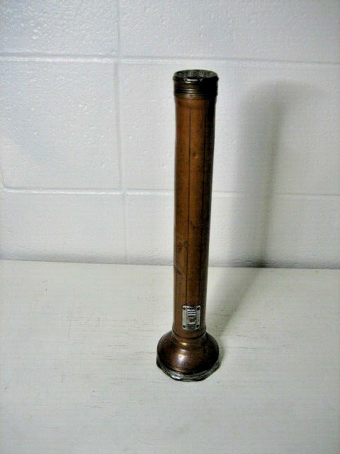 USALITE copper flashlight 14 1/4″ with belt clip and bulb, vintage
