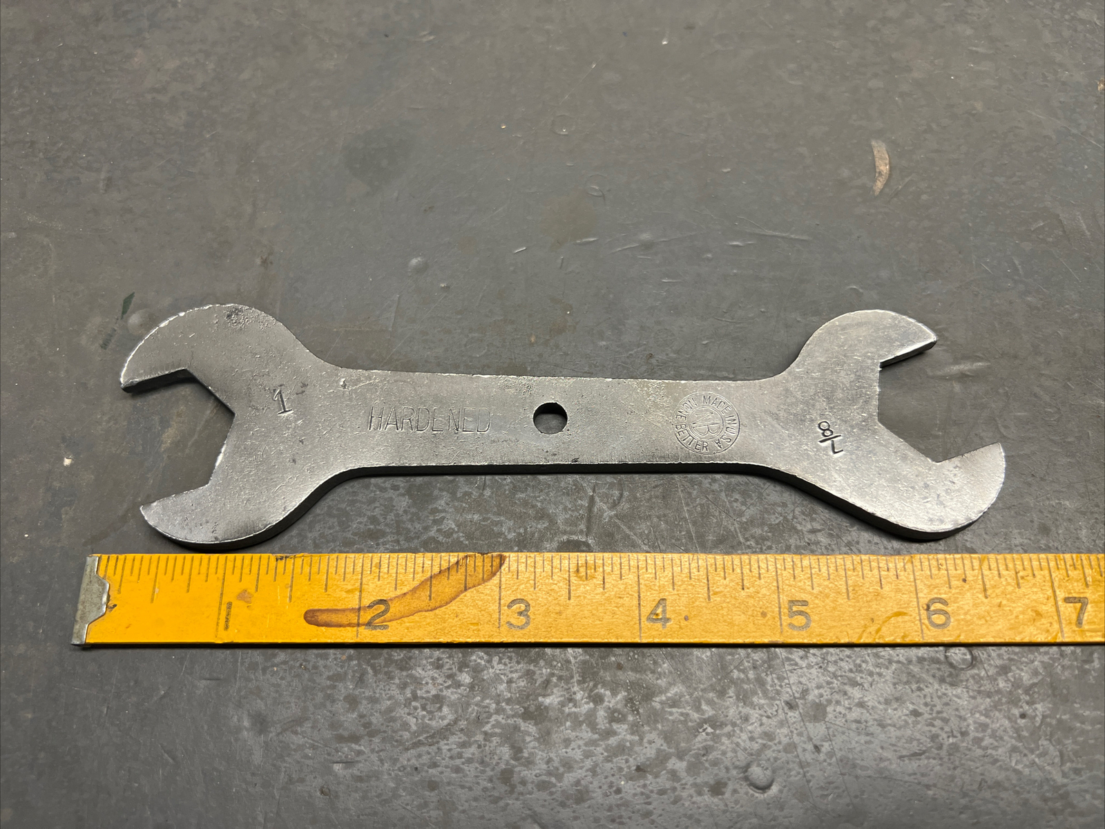 Vintage None Better 1” X 7/8” Double Open End Wrench! Hardened Steel! Nice USA!