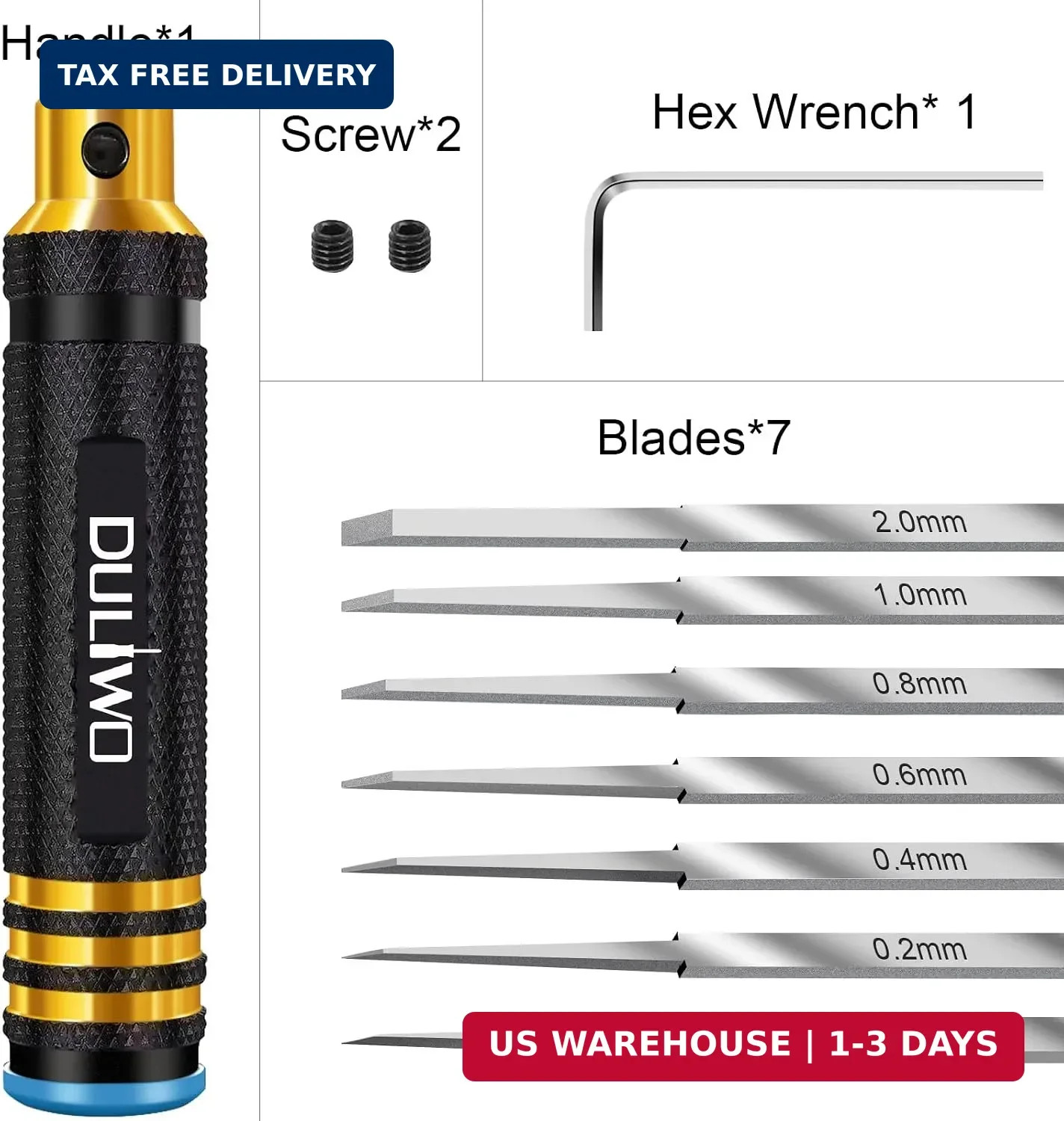 Hobby Craft Model Scriber Chisel, Panel Line Engraving Tool, 7 Blades, Black
