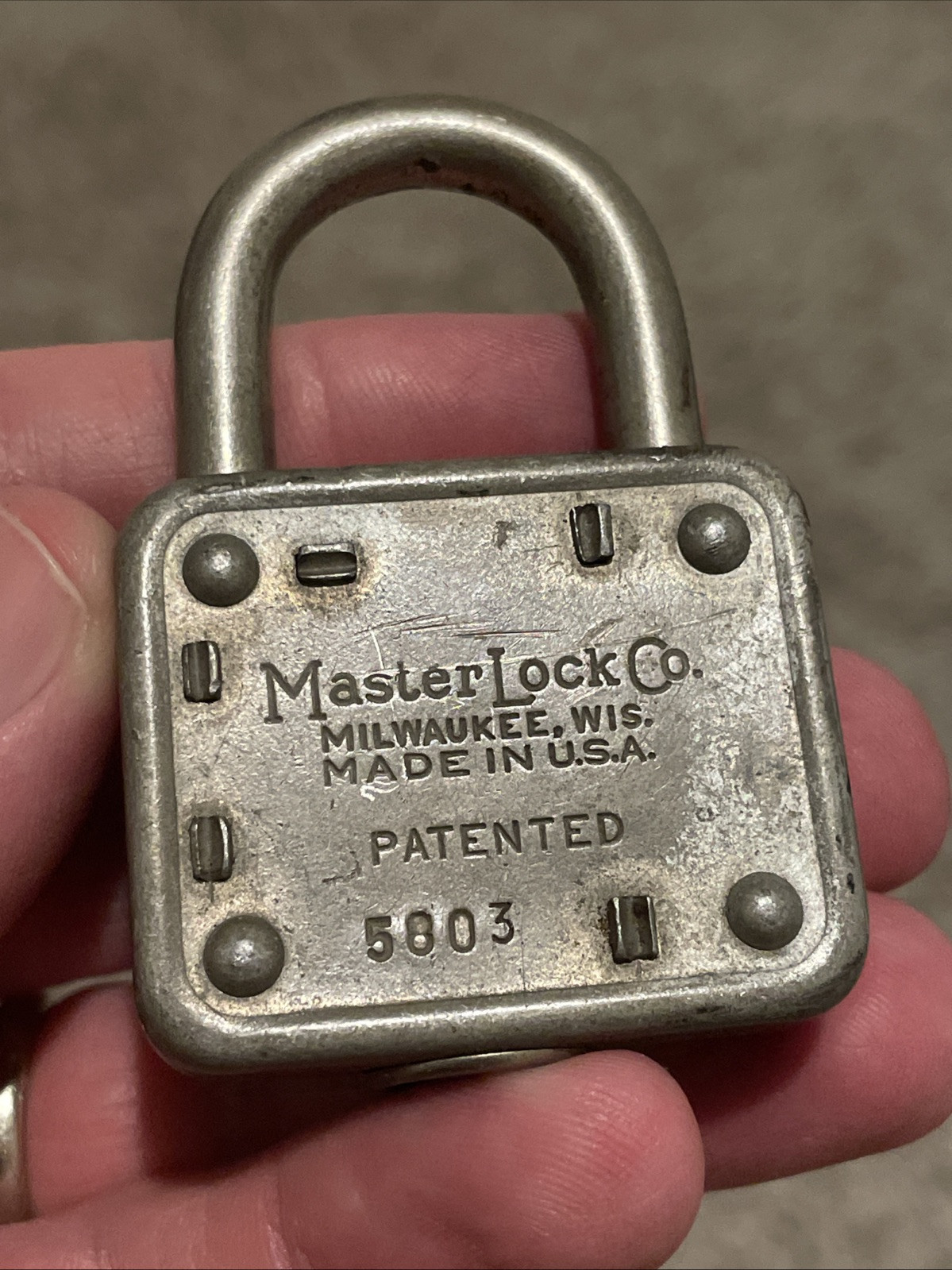 Vintage Master Lock 77 Lion Head Padlock No Key 2.5″ Patina Industrial Hardware