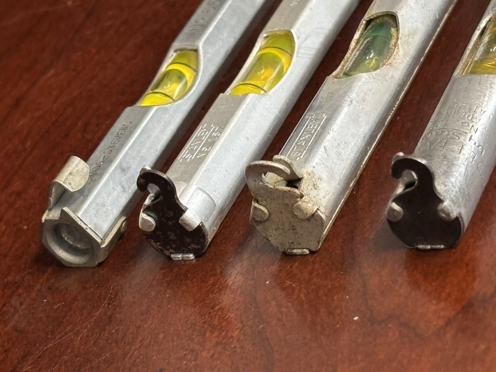 Lot of 2–3″ Aluminum String Line Levels-Stanley and Sands-Stevens #555