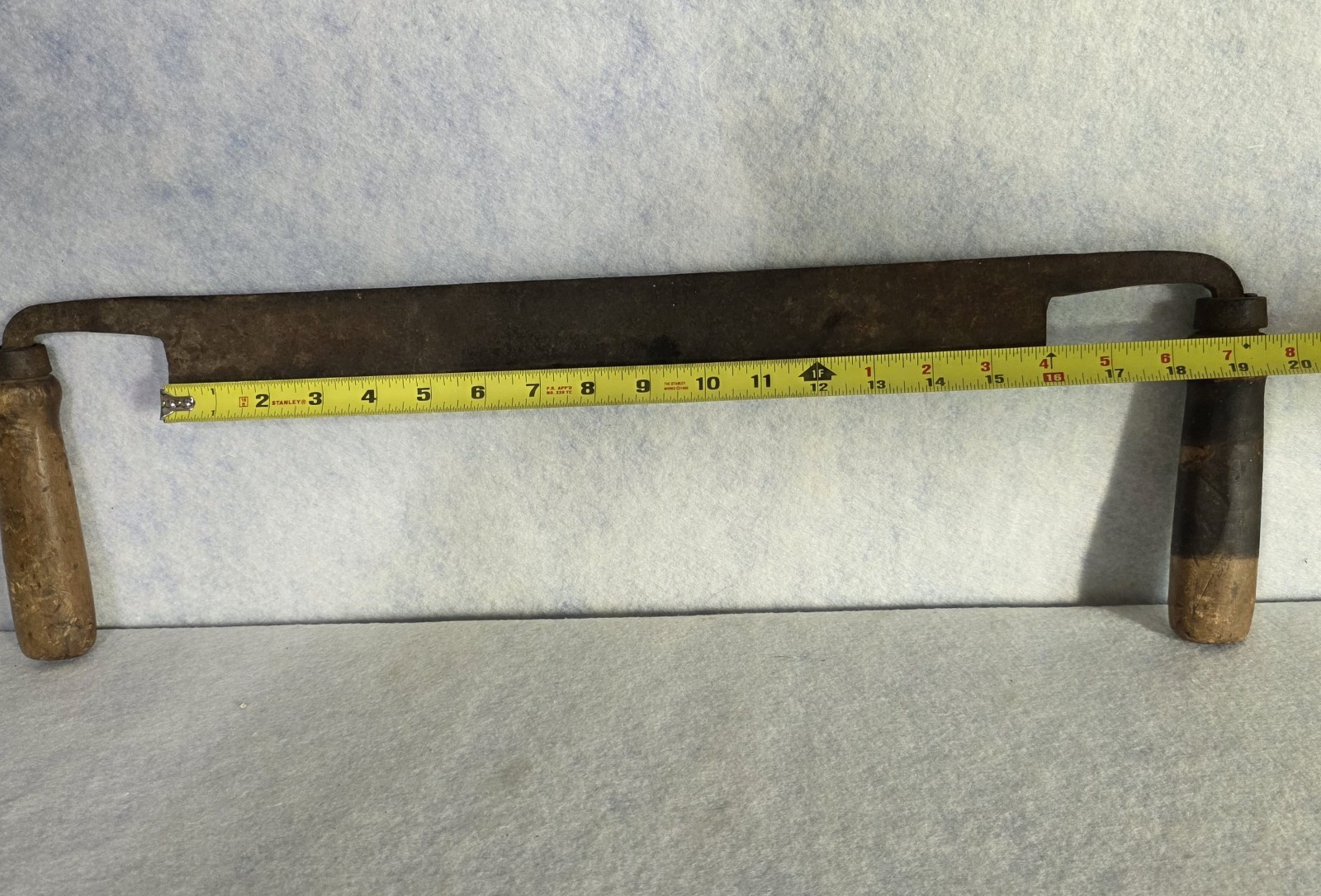 Rare Large Draw Knife – Unmarked – Antique – 16″ Blade, 23-1/2″ Total Length
