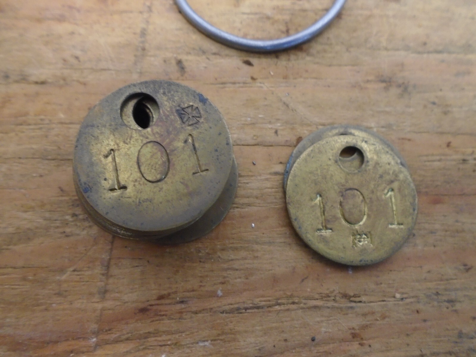 13 Vintage Round Solid Brass ID stamping tags 1 Inch Tool Room Key