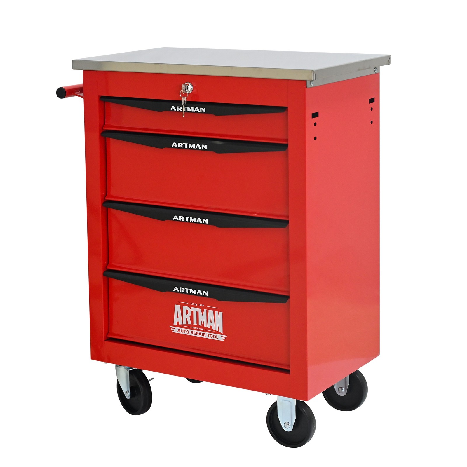 Multifunctional Tool Chest Cart w/ 4-Drawer&Wheels,Heavy Duty Metal Utility Cart