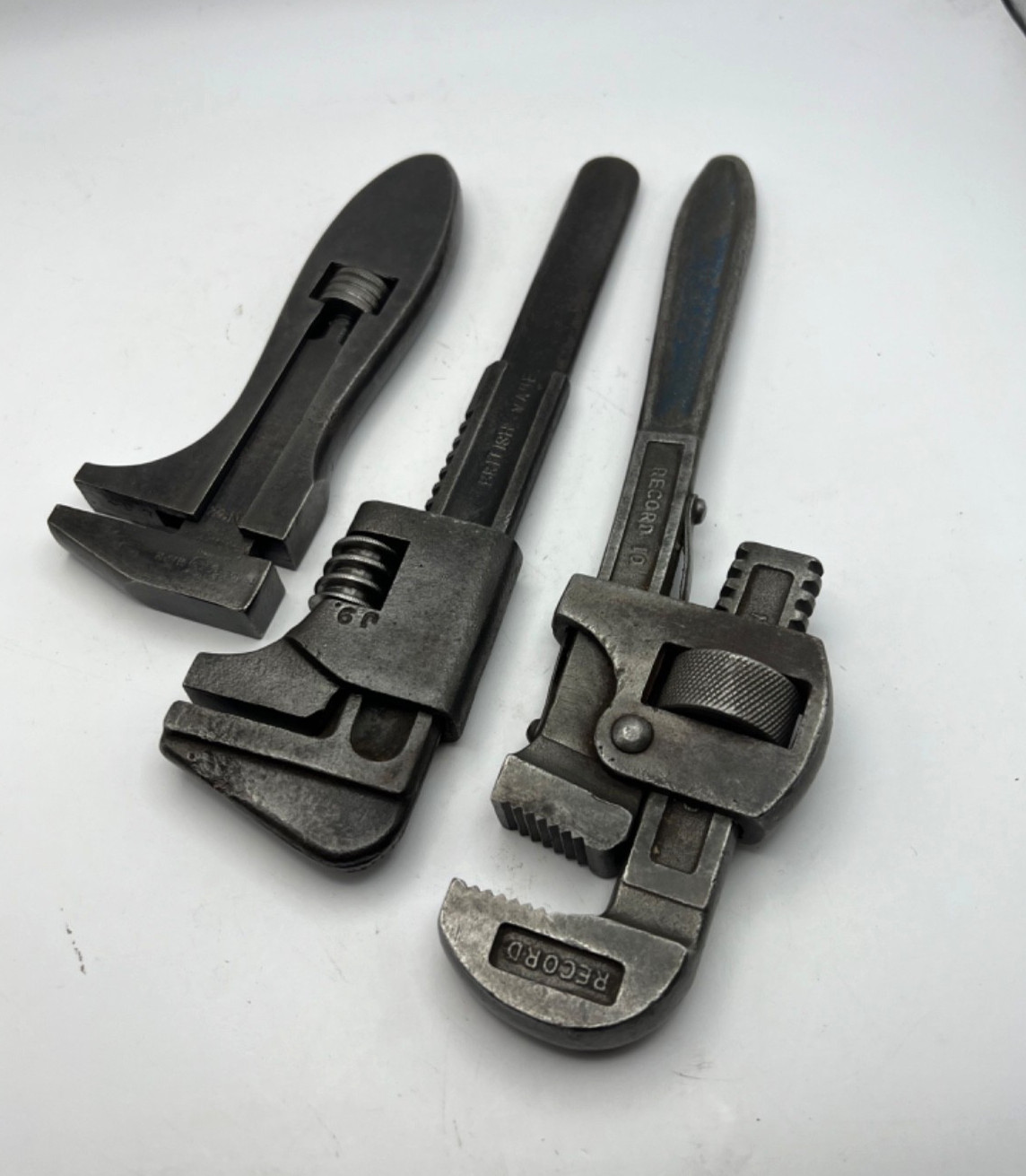 3 x Vintage Adjustable Spanners / Wrench British Made, Abingdon – Record – J&S