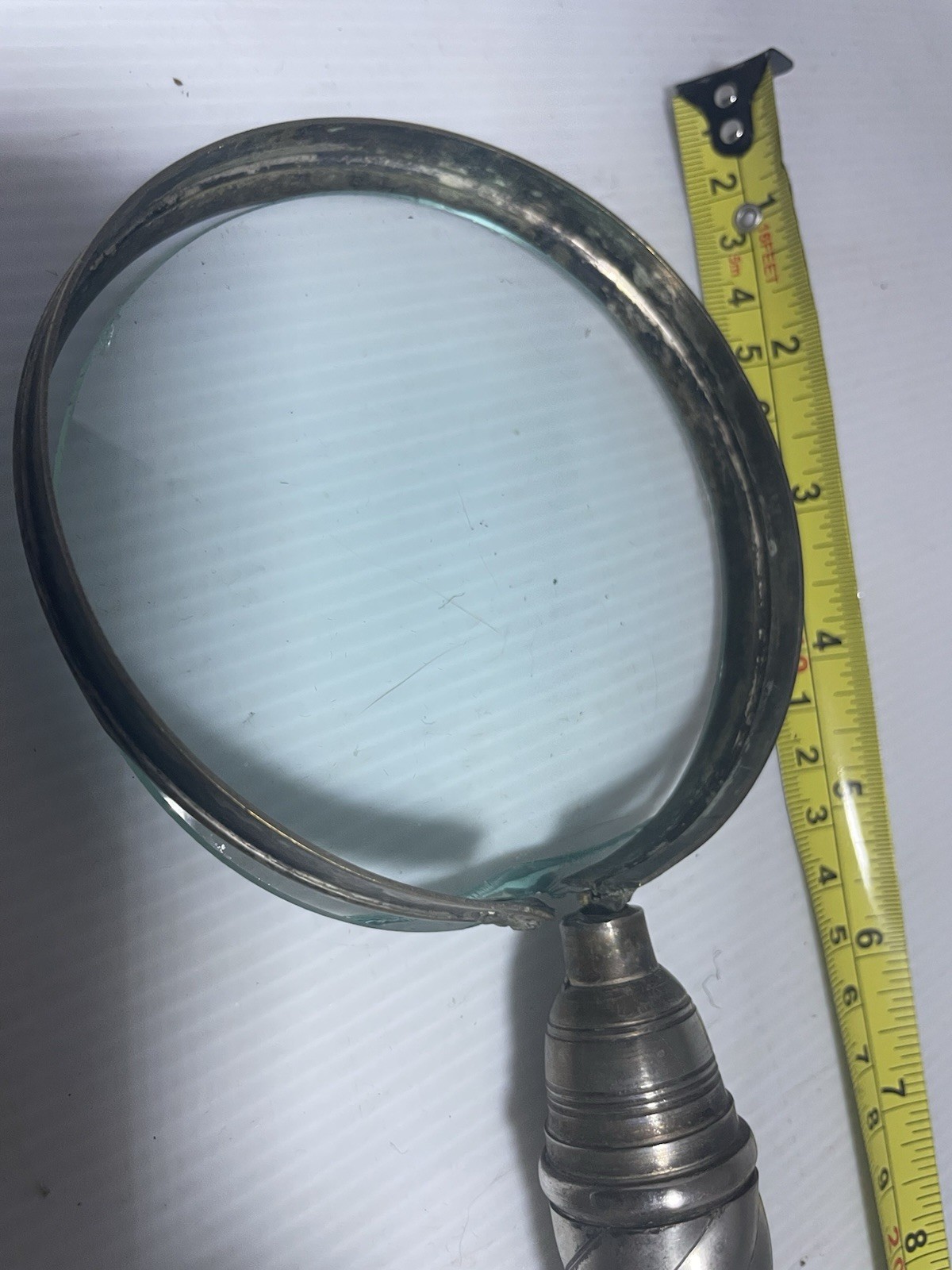 Vintage Magnifying Glass antique silver-plated 14 inches Broken Clasp