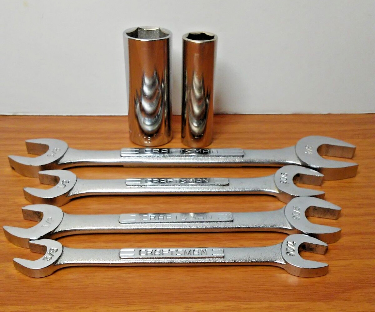 Lot Craftsman USA Tools SAE Open End Wrench Set + 13/16″ and 14mm Deep Sockets