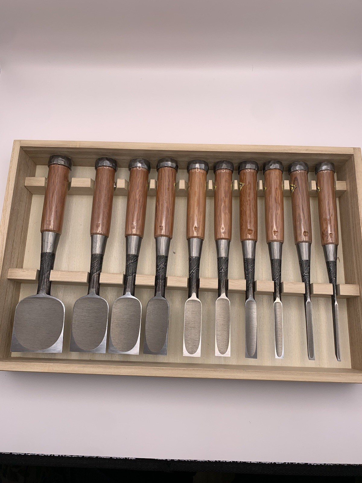 Tasai Mokume Oire Nomi Bench Chisel Set Of 10 – Boxed – Unused Japanese Tools