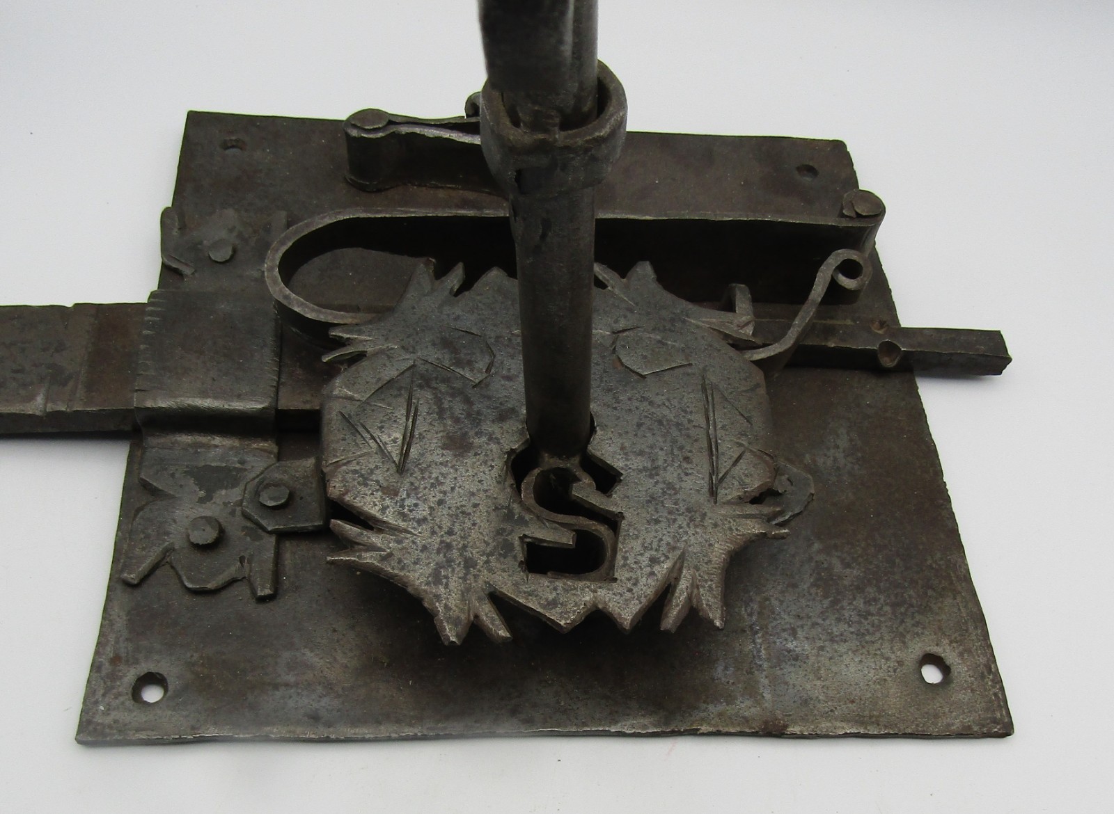 ANTIQUE WROUGHT IRON HAND FORGED DEADBOLT SLIDE LOCK & KEY