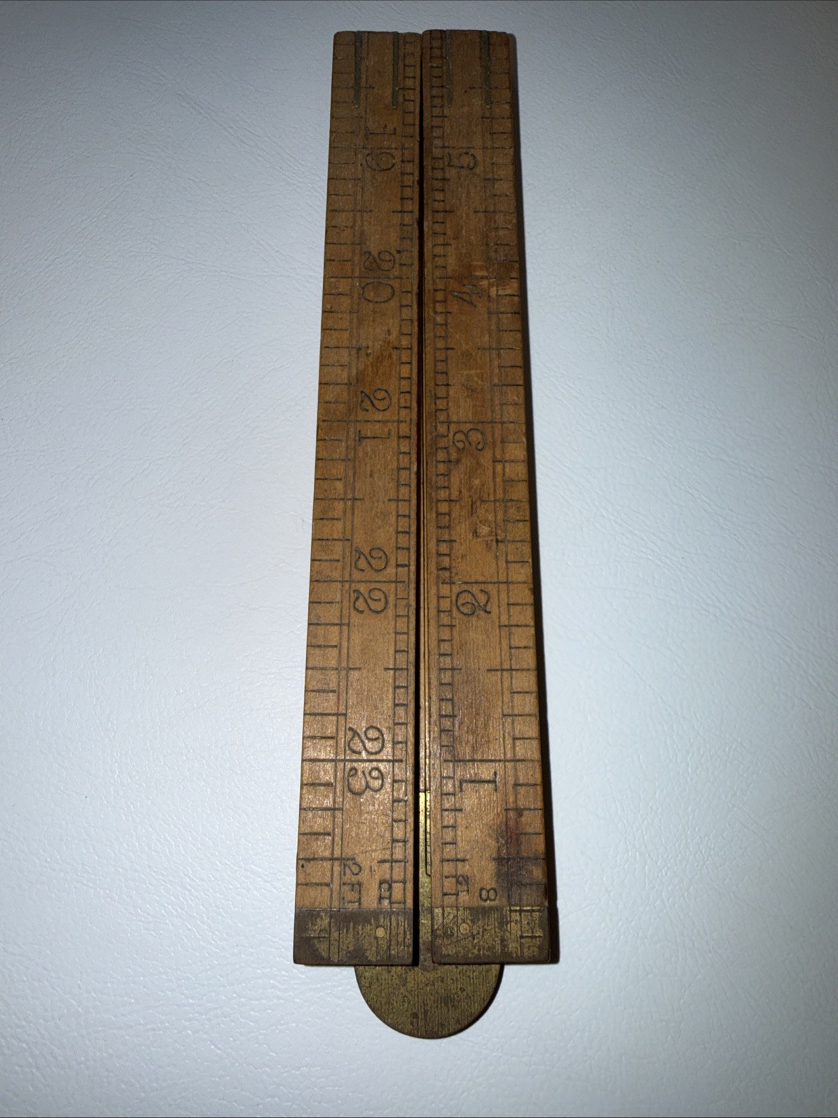 VINTAGE RABONE Boxwood & Brass Folding 24 Inch Pocket Ruler No 2550, England