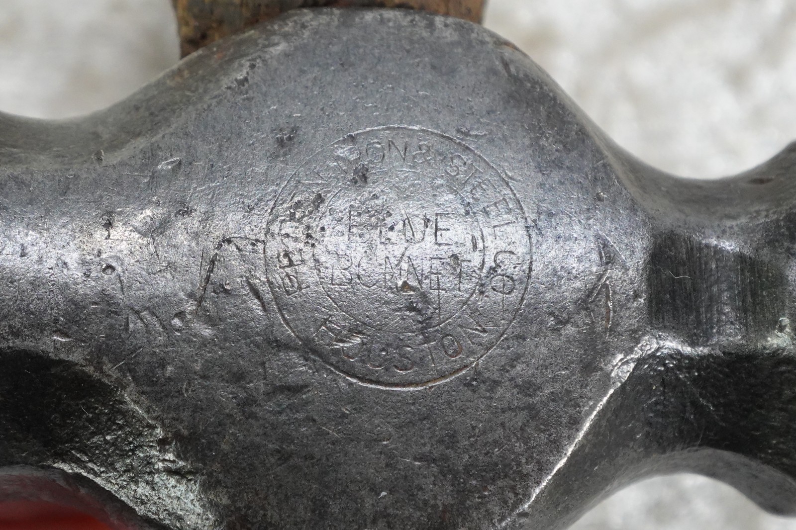 Antique Ball Peen Peden Iron & Steel Co Houston TX Blue Bonnet Machinist Hammer