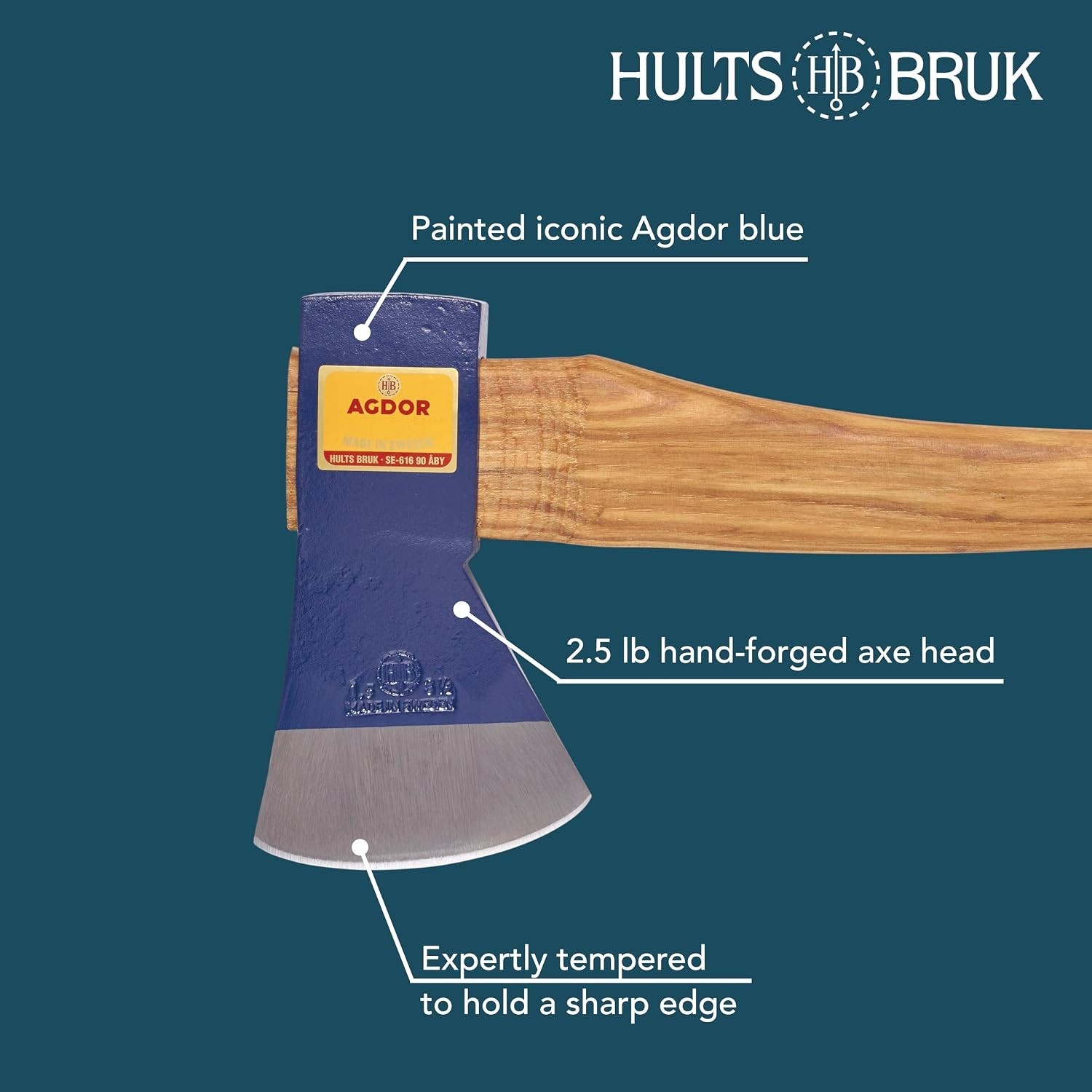 Hults Bruk 840363 Agdor Felling Axe 28 Montreal – 2.5 lb Head, 28″ Handle