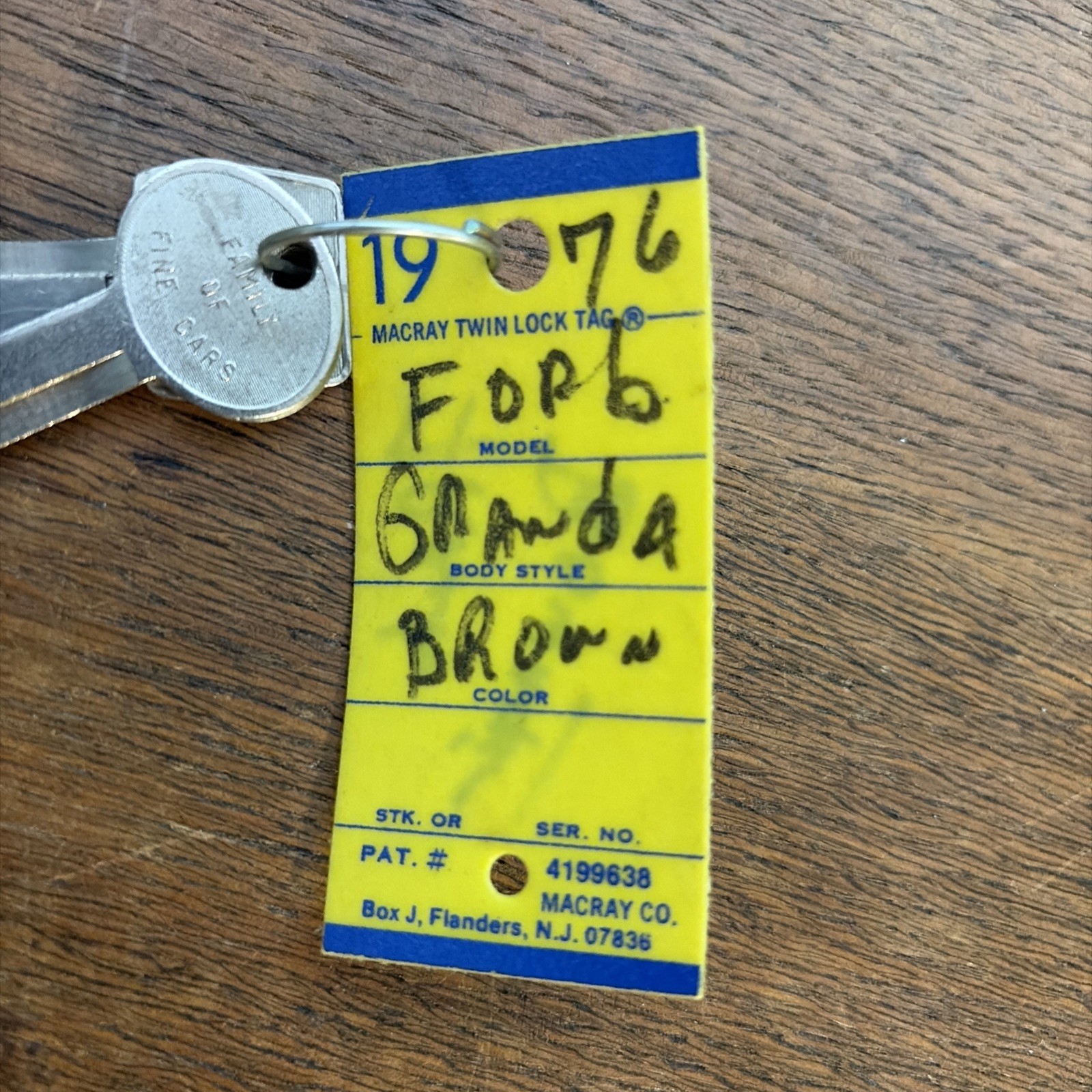 Vintage Set of Automotive Keys Lot of 2 1976 Ford Granada