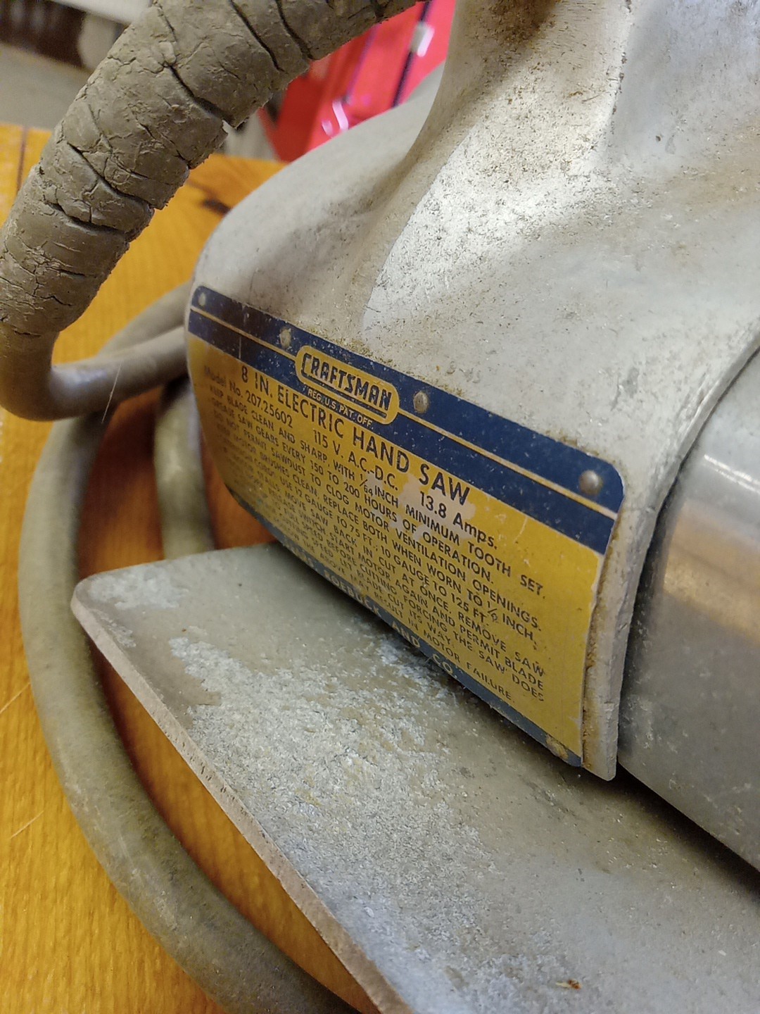 VINTAGE CRAFTSMAN 8 in. ELECTRIC HAND SAW 115V AC/DC # 207.25602 10 Amps TESTED