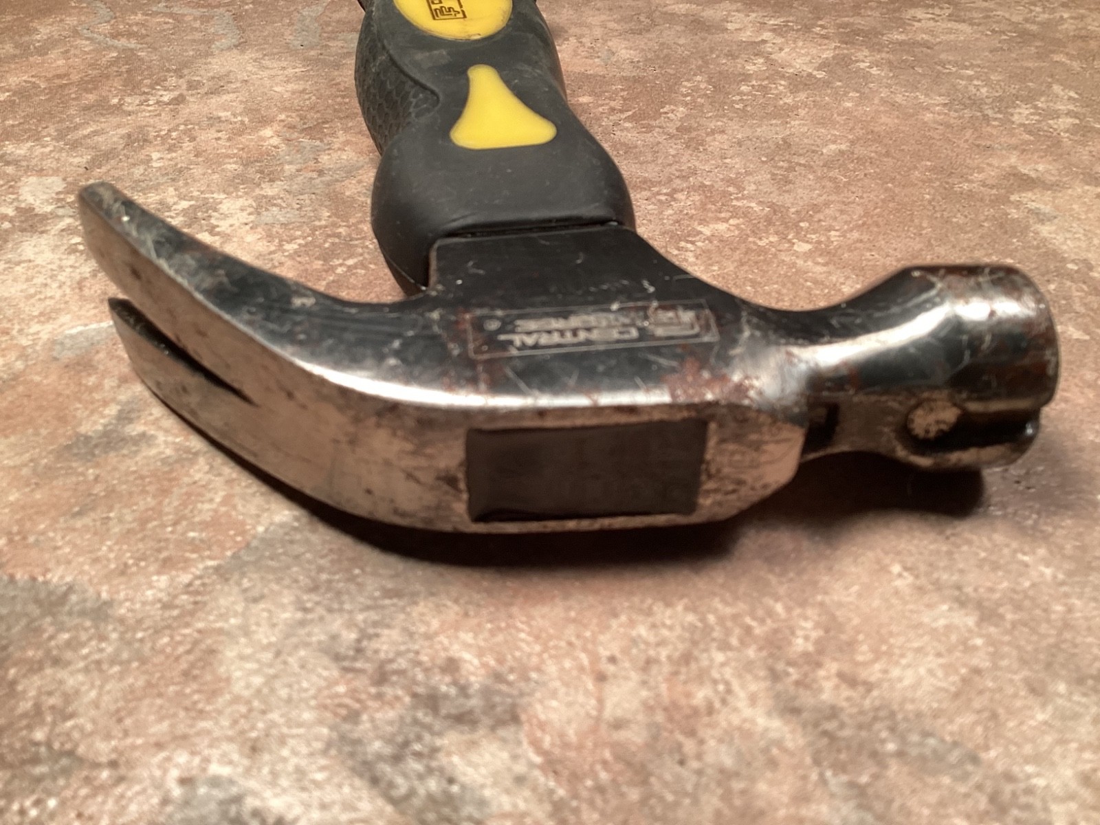 Vintage Central Forge Mini Claw Hammer Steel Black and Yellow Fiberglass Rubber