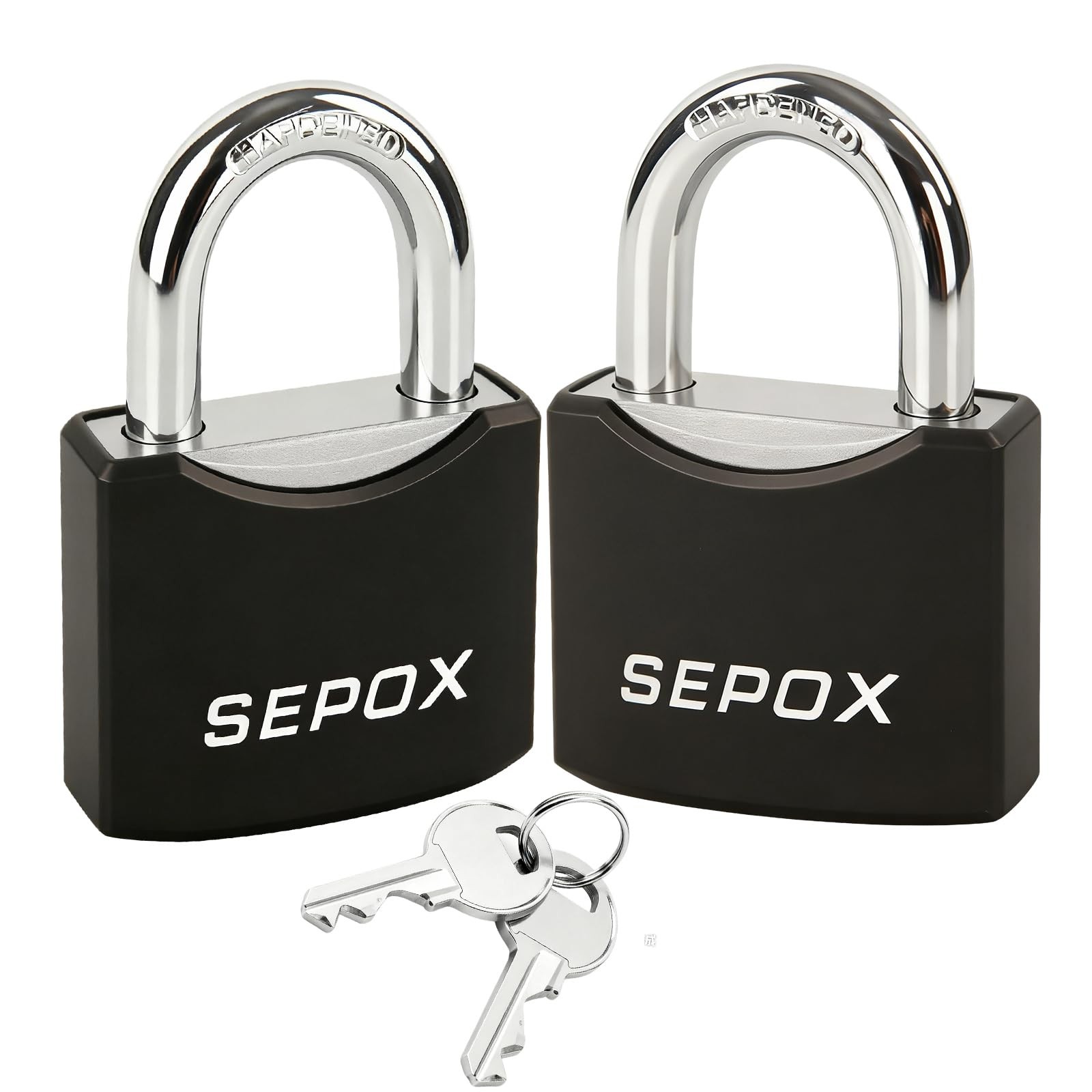 SEPOX® 2-Pack Heavy Duty Outdoor Padlocks, Keyed Alike – 1-9/16″ Solid Steel
