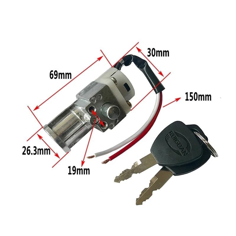 Battery Chager Ignition Switch Lock with 2 Keys for Motorcycle Electric Bike…