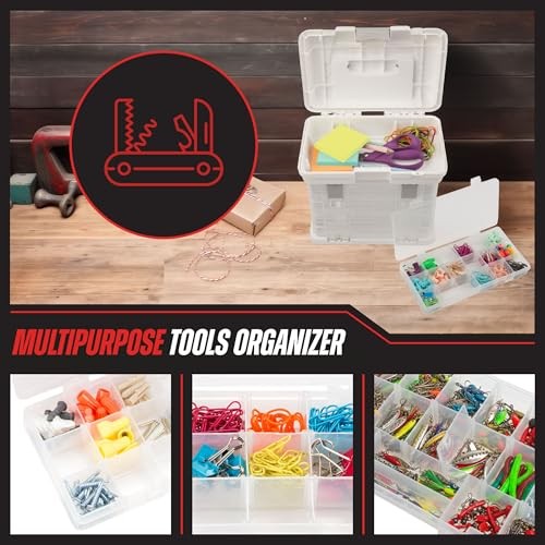 Portable Tool Box Small Parts Organizer with Drawers White
