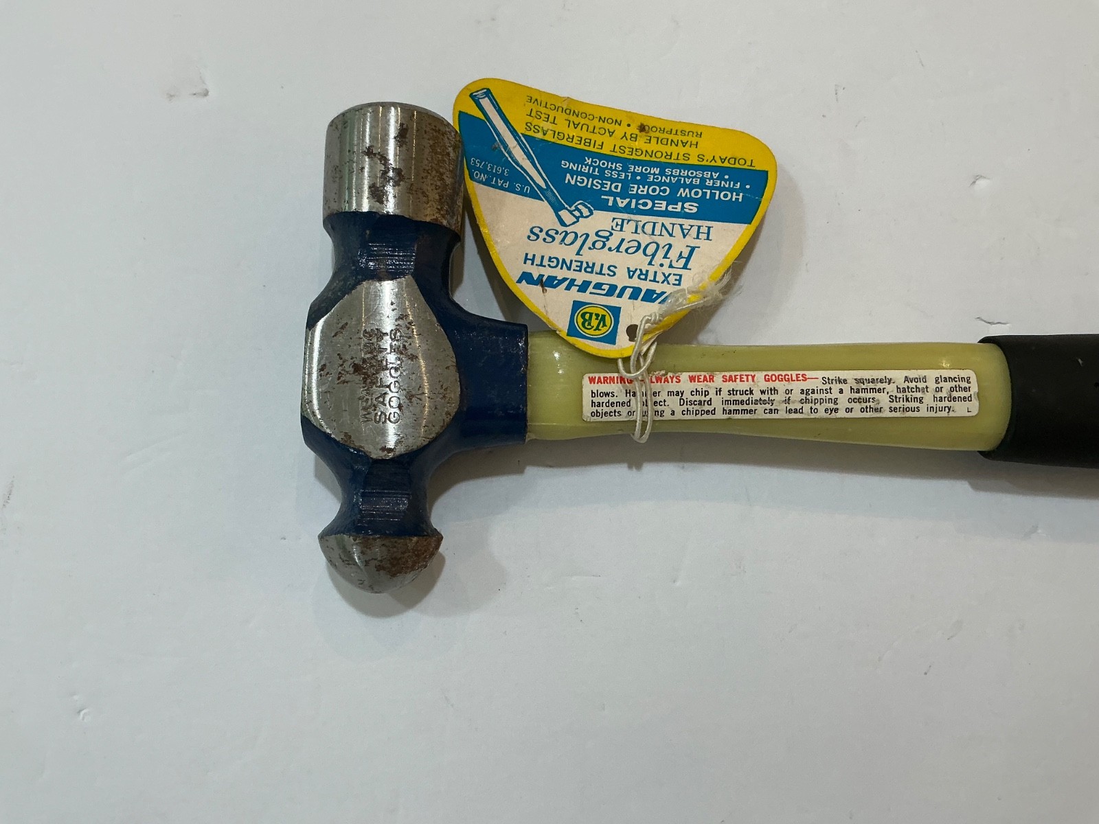 NOS Vaughan 16oz Ball Peen hammer with 11” fiberglass handle made in USA