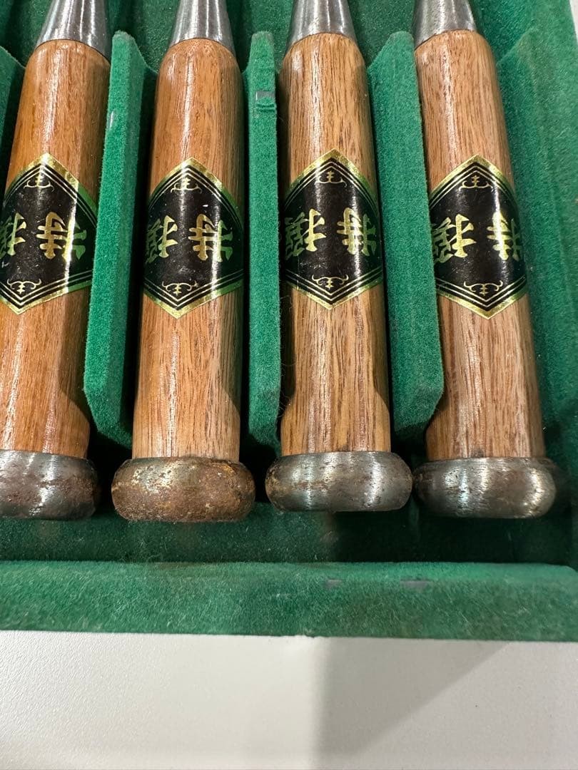 Japanese Oire Nomi Chisels Set of 10 Minamoto Morie Mitsu-Ura Triple Hollow Box