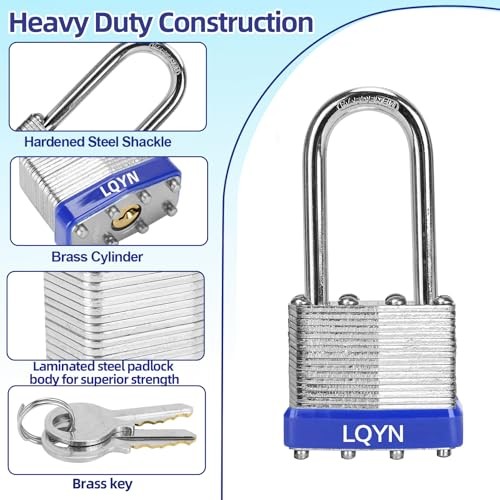 60 Pack Keyed Alike Padlocks 40mm Laminated Long Shackle