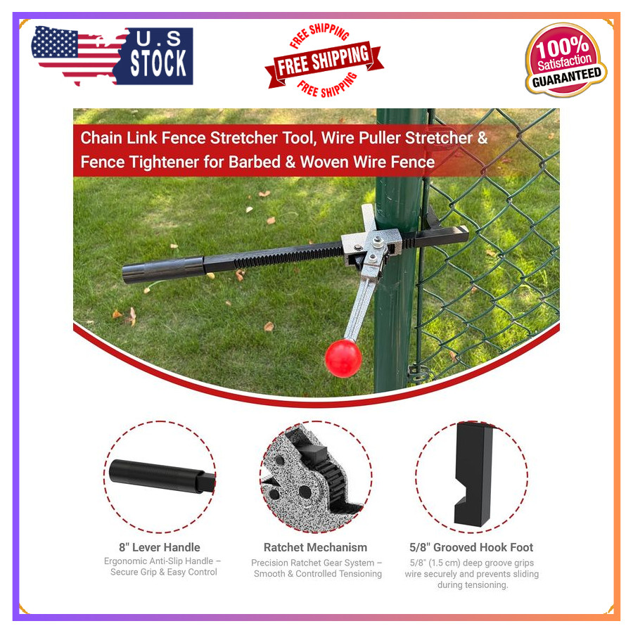 Heavy Duty Chain Link Fence Stretcher Puller 9″ Ratchet Farm Ranch Tool