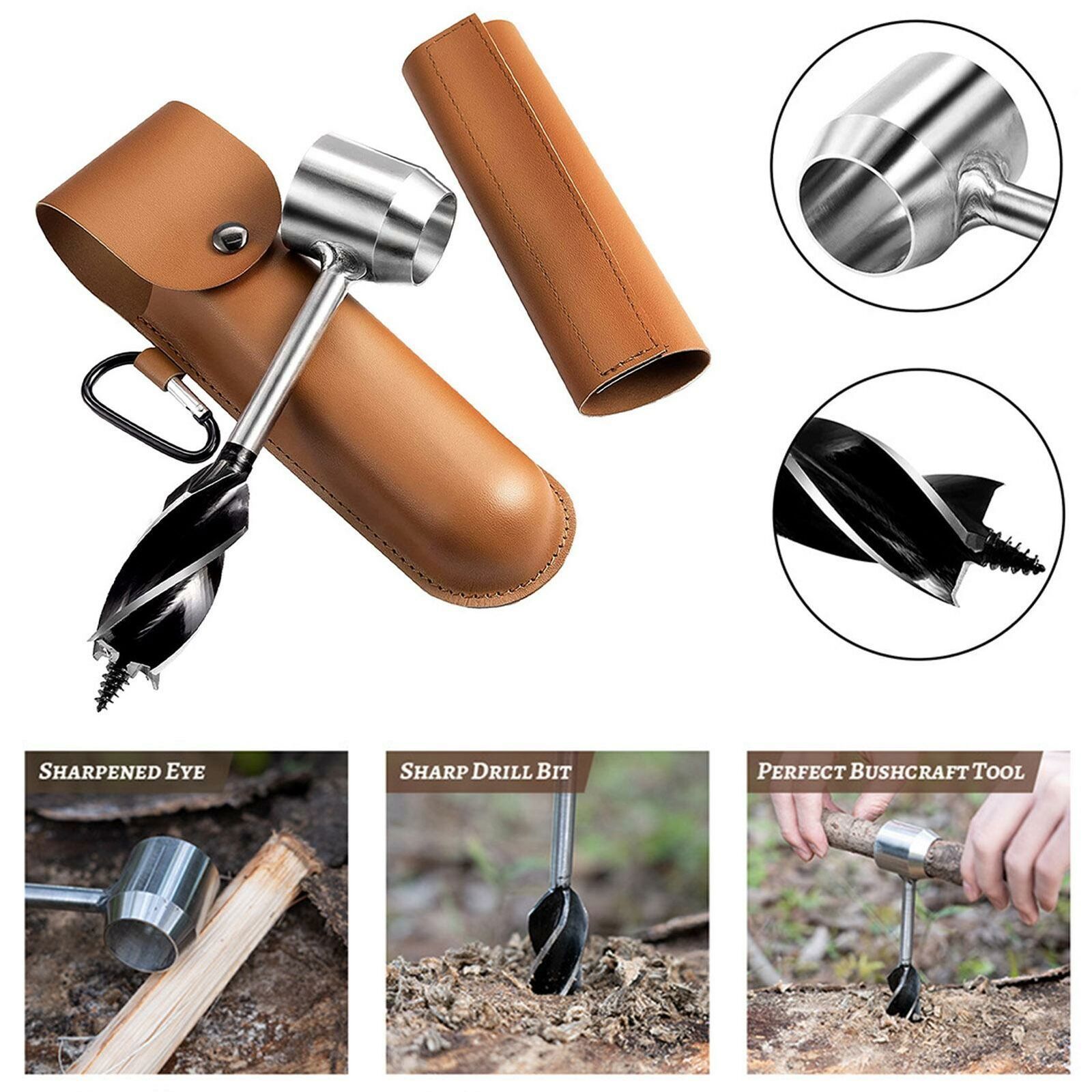 Outdoor Manual Hand Auger Wrench Survival Gear Wood Drill Kit for Bushcraft Tool
