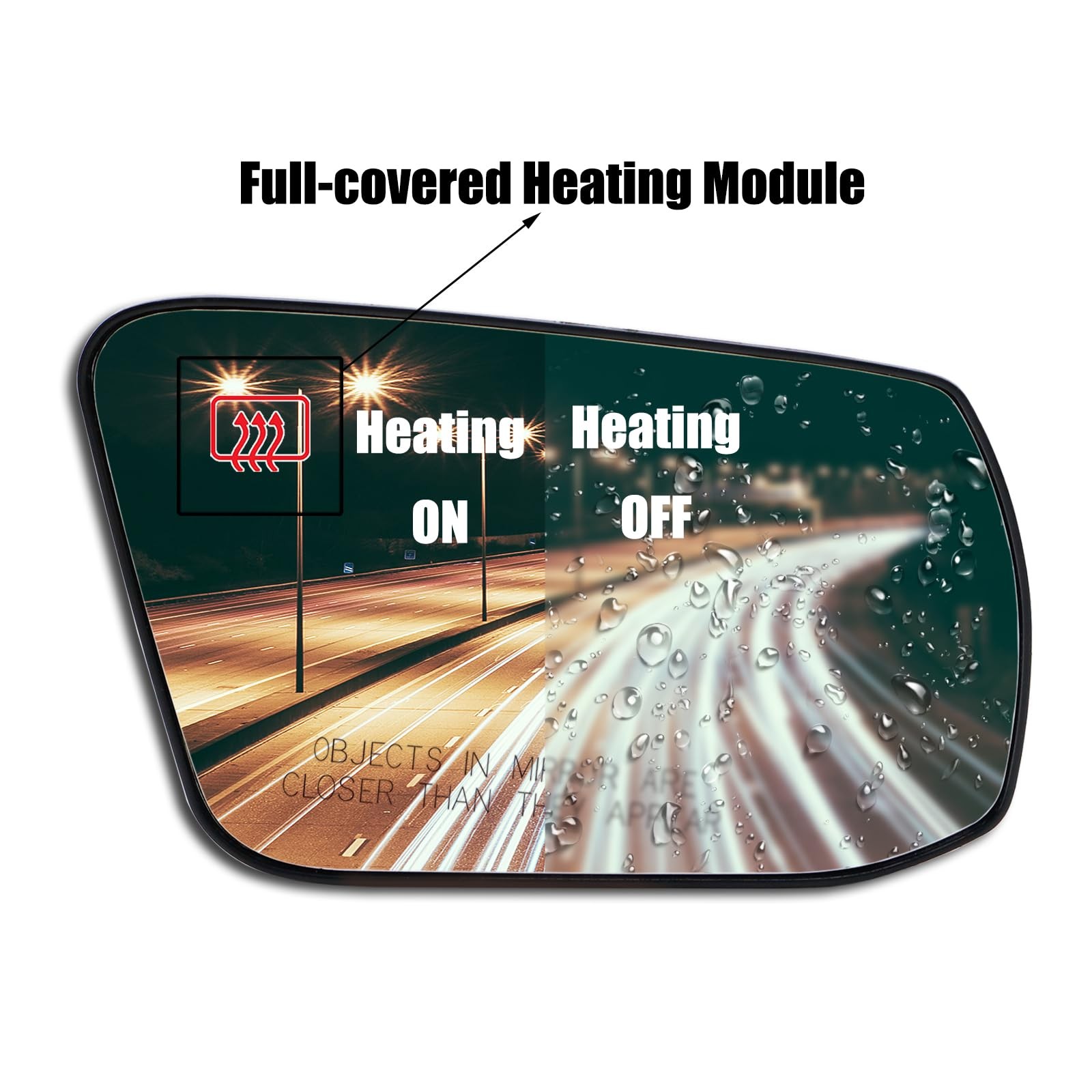 AUTOXBERT Passenger Right Side Mirror Glass Heated with Backing RIGHT, Black