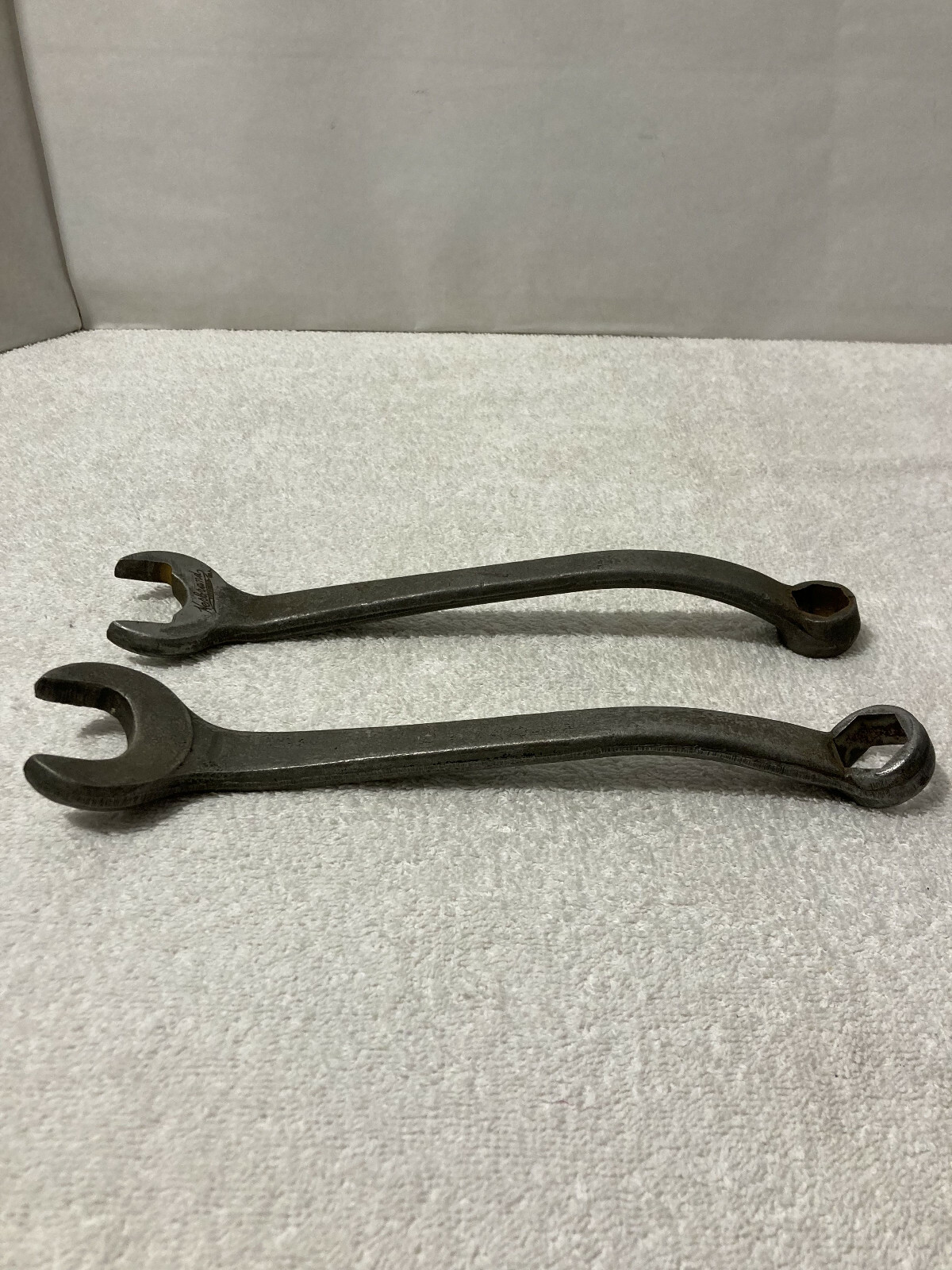2 Vintage STEEL COMBINATION WRENCHES HERBRAND and UNBRANDED; 10 Inches Long Each