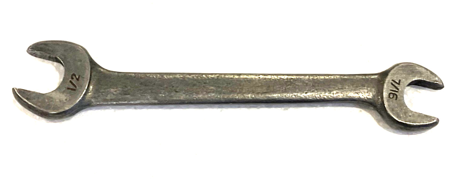 VINTAGE VLCHEK TOOLS 7/16” x 1/2” OPEN END WRENCH, W1416, USA