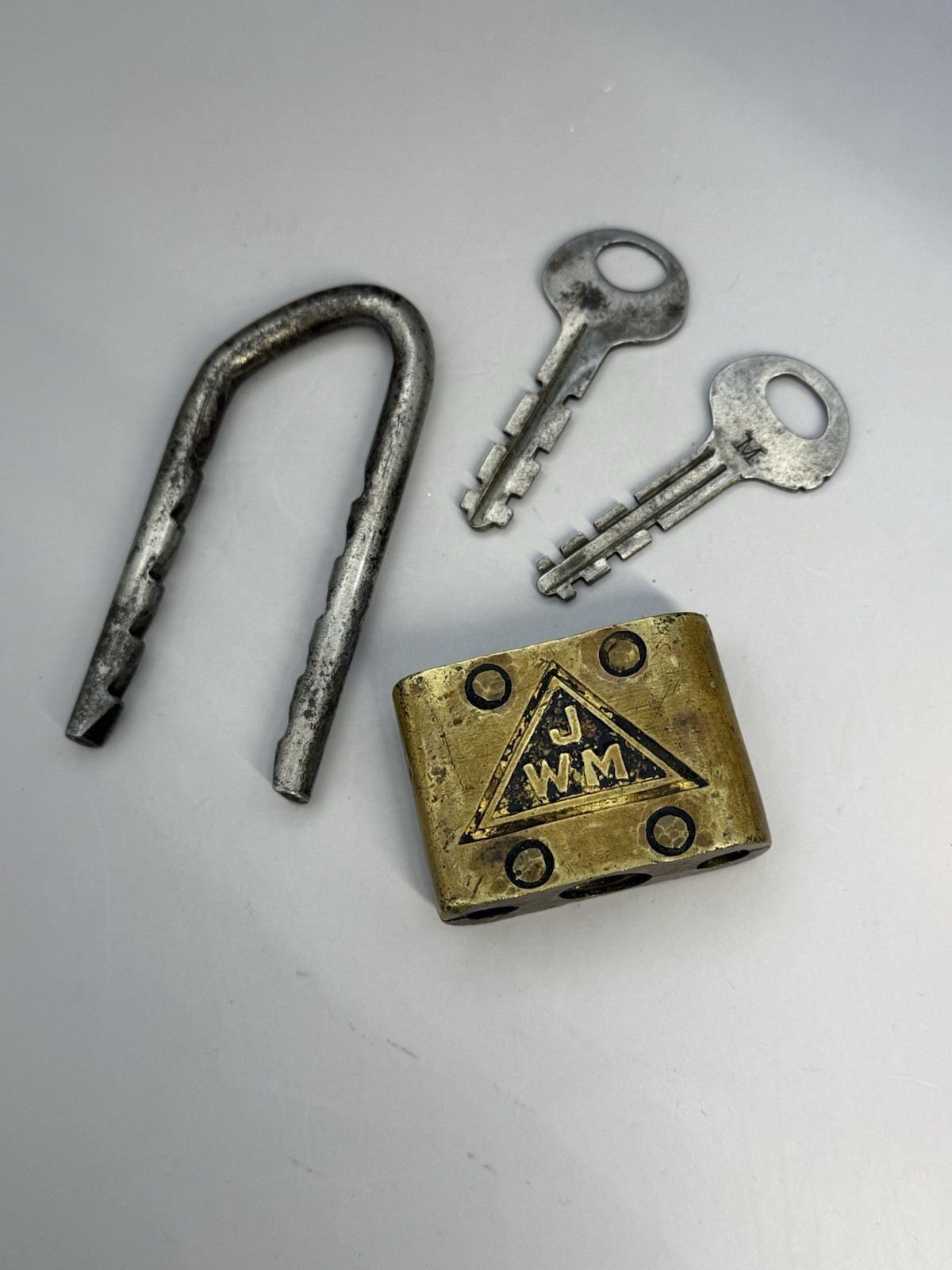 Vintage Old JWM HOLD Bicycle Padlock Lock With Key