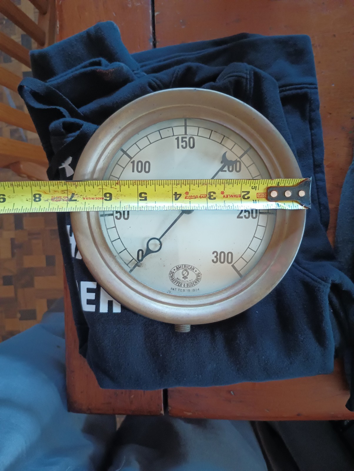 Antique Brass American Schaeffer Budenberg Steam Pressure Gauge Feb. 19th 1924