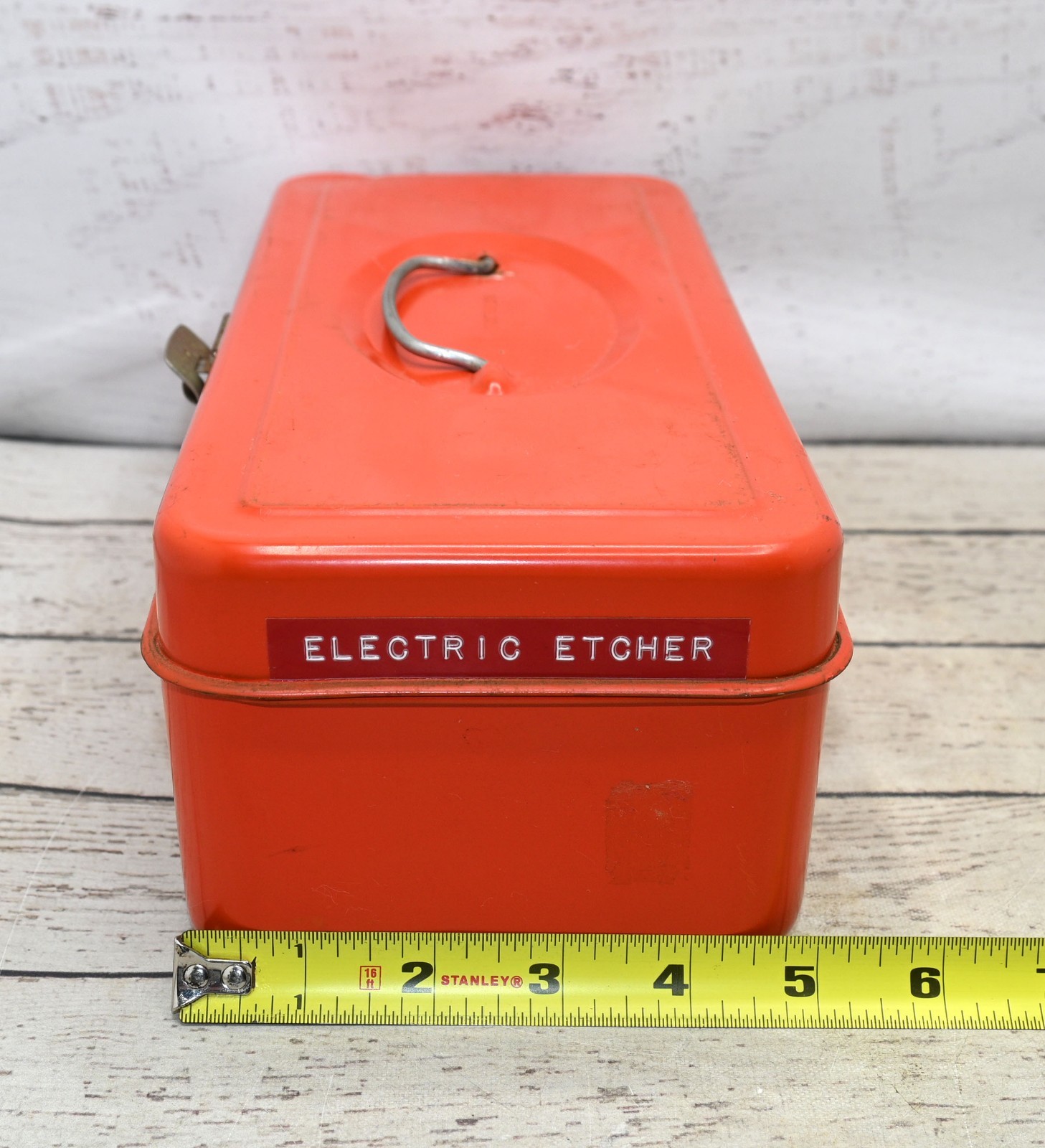 Vtg Union Steel Utility Tackle Tool Storage Box Orange Made In USA
