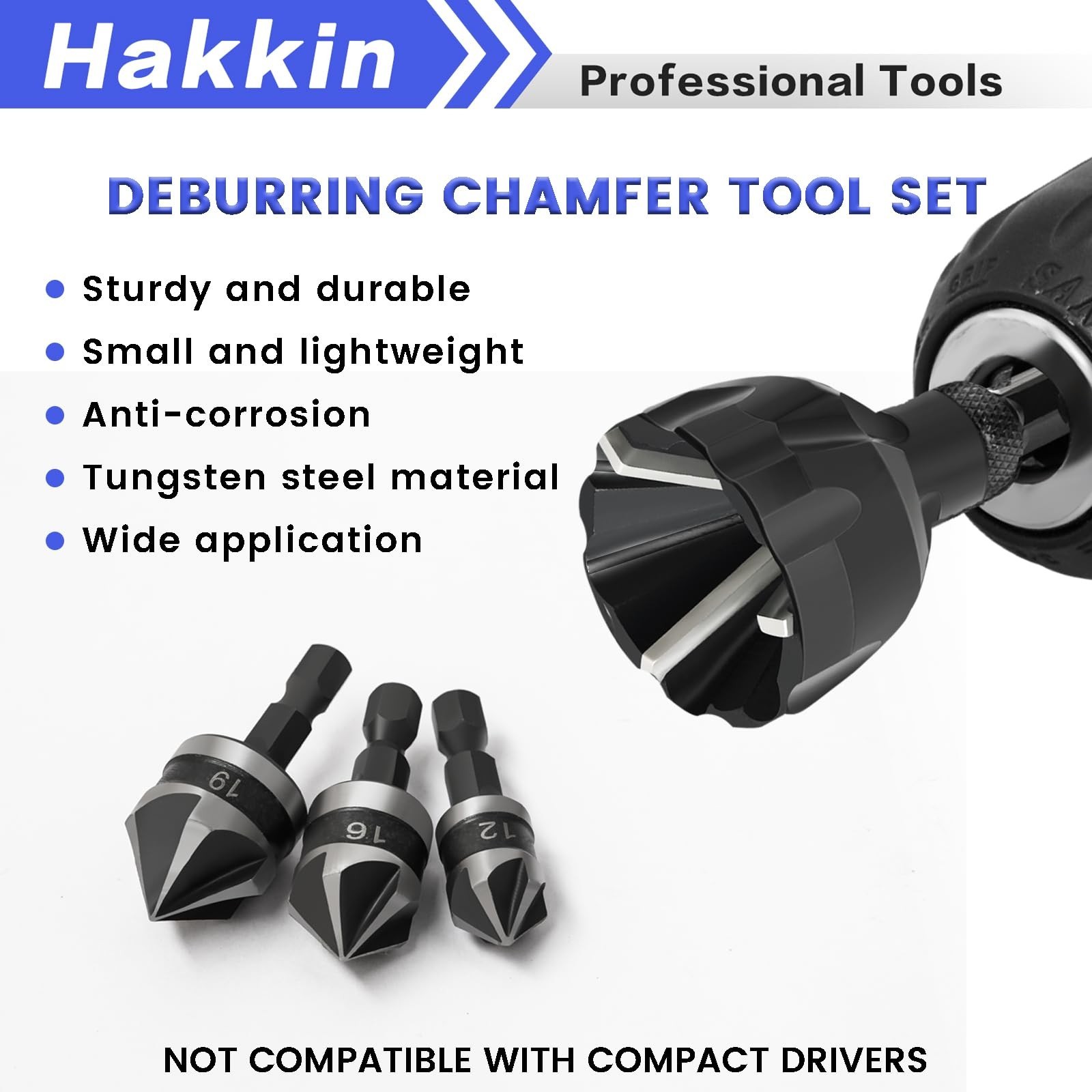 Deburring External Chamfer Tool with Tungsten Carbide Blade, Hakkin 5Pcs Remo…