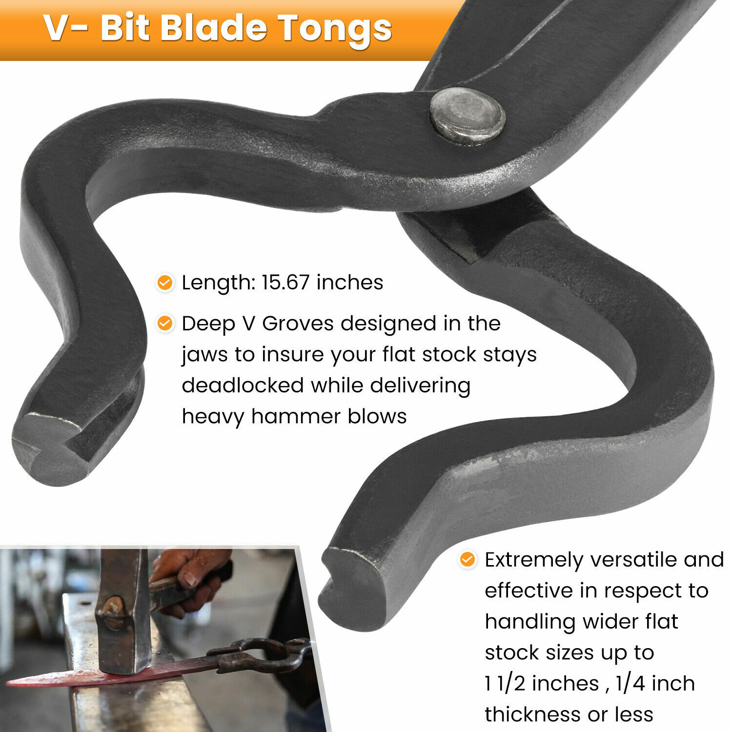 Knife Making Tongs Set Blacksmith Bladesmith Knife Tong Anvil Vise Forge 3pcs