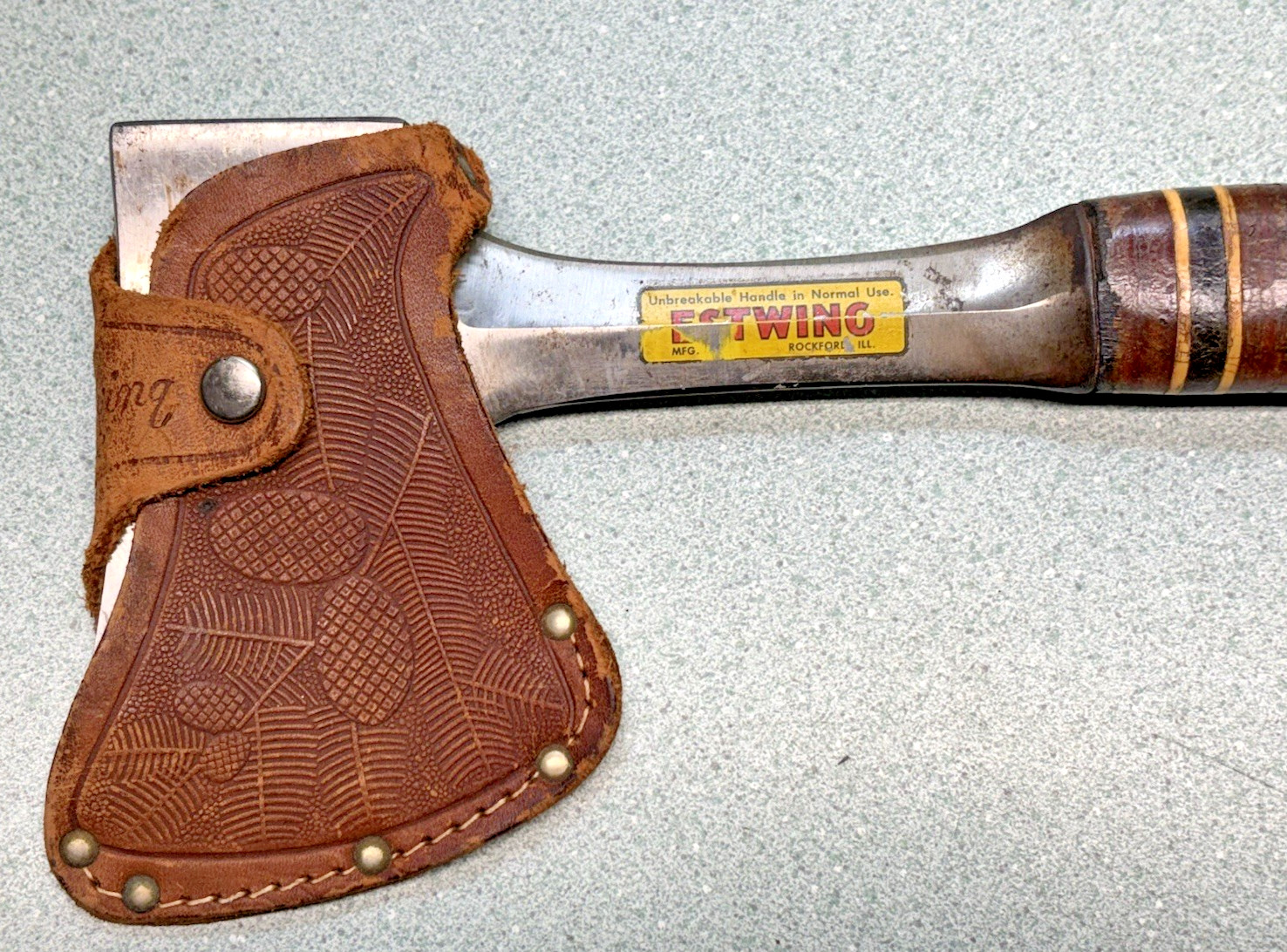 Vintage Estwing 14A Belt Hatchet Axe With Original Leather Sheath USA NICE