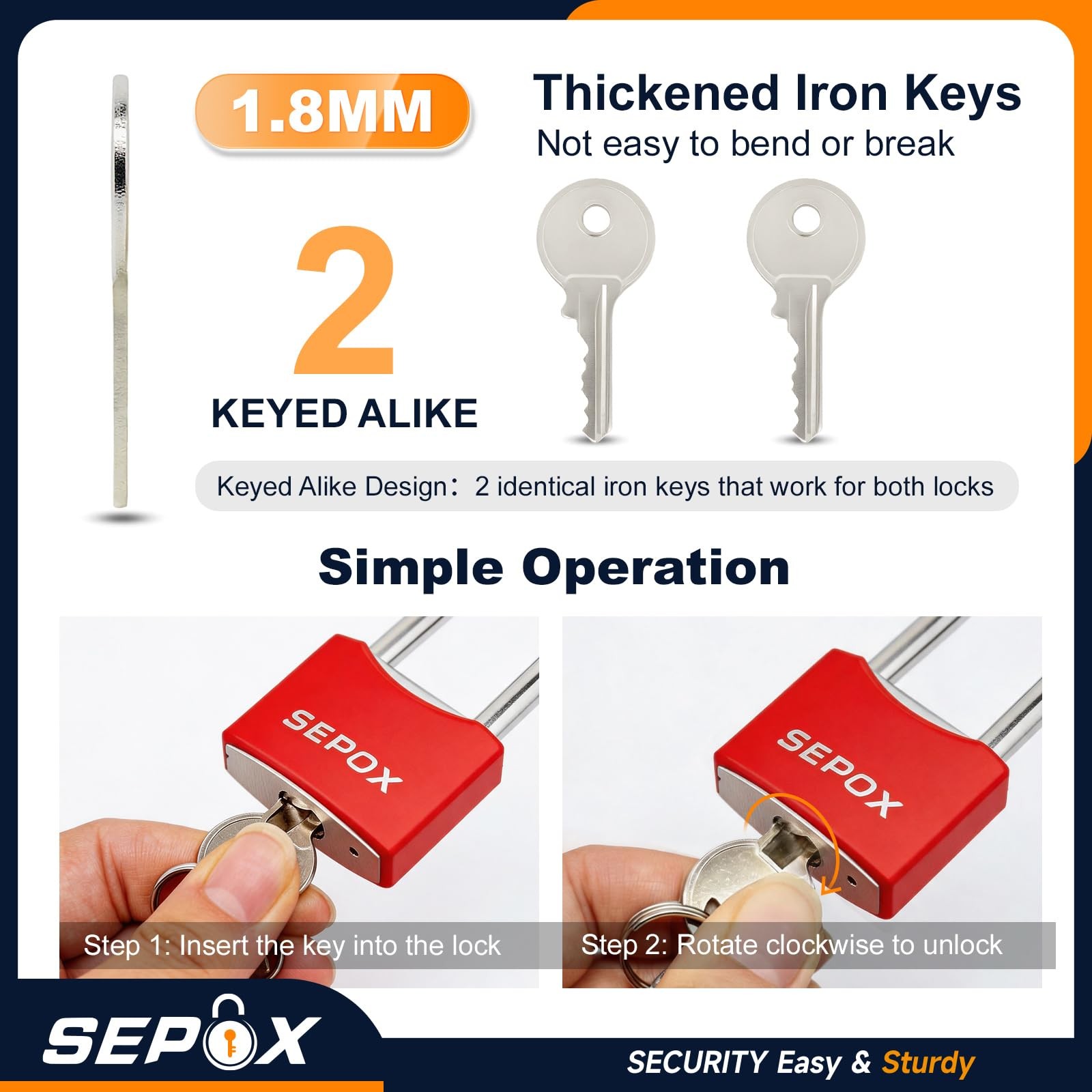 ® 2-Pack Heavy Duty Outdoor Padlocks, Keyed Alike – 1-9/16″ Solid Steel Body,…