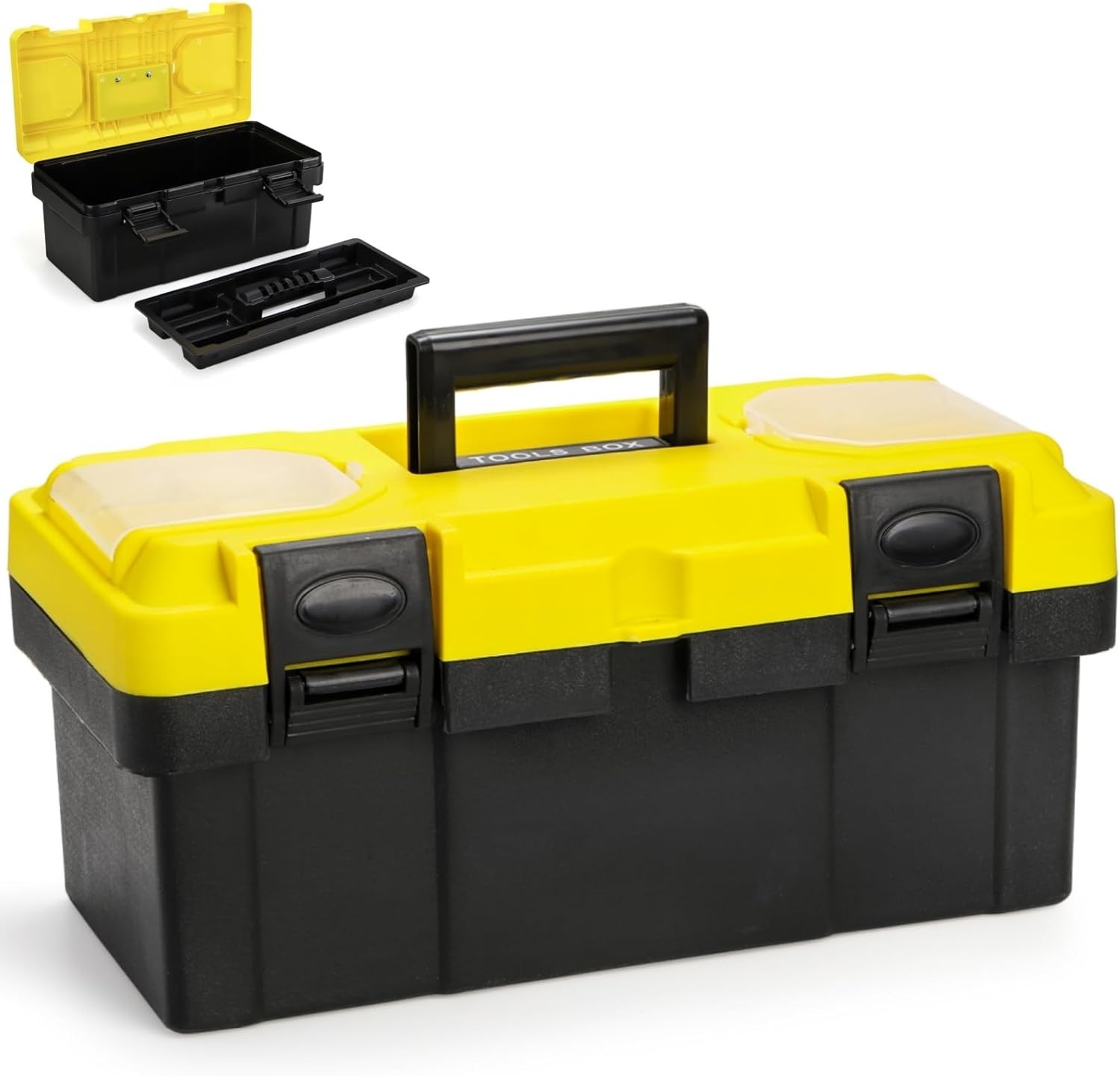Stylish Black & Yellow 16-Inch Heavy Duty Tool Box – Versatile & Secure Storage