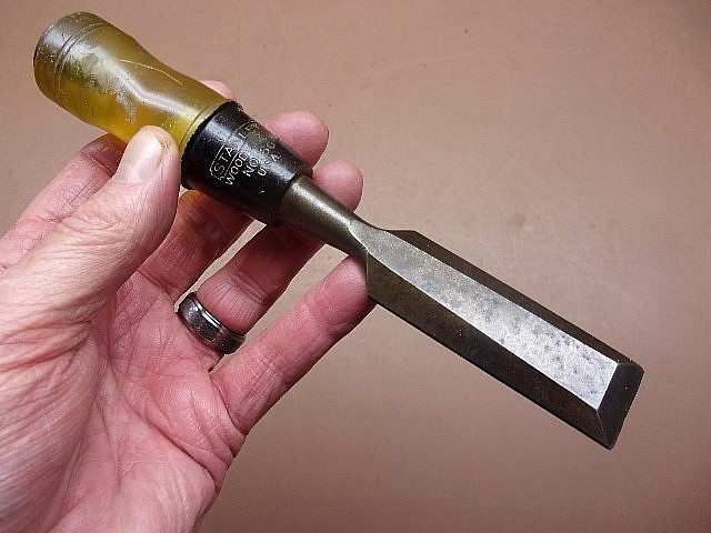 STANLEY No. 60 Bevel Edge Wood Chisel 1″ Edge Resin Handle Early Carpentry Tool