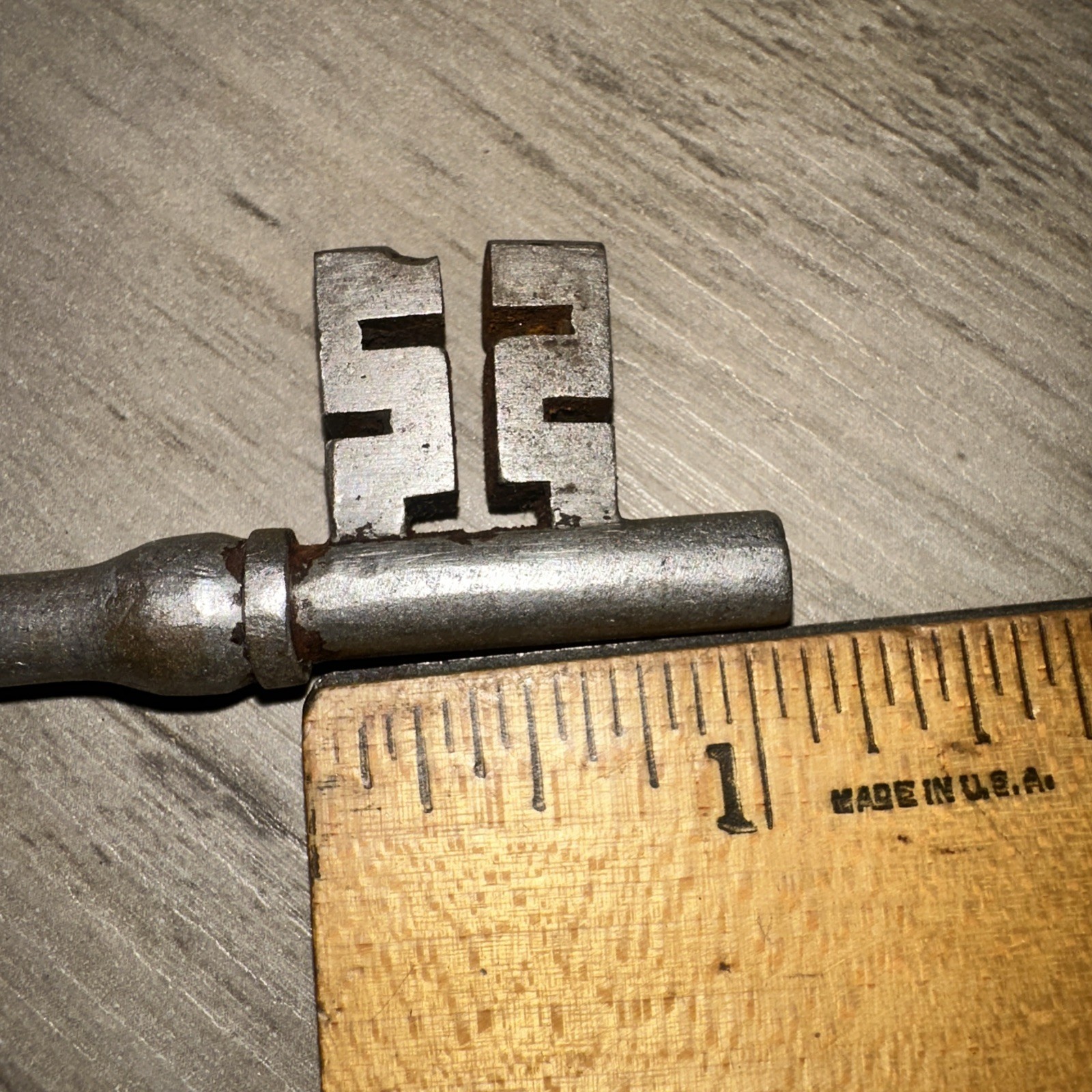 Antique Skeleton Key Solid Barrel Jailer Key Unique Head Design!