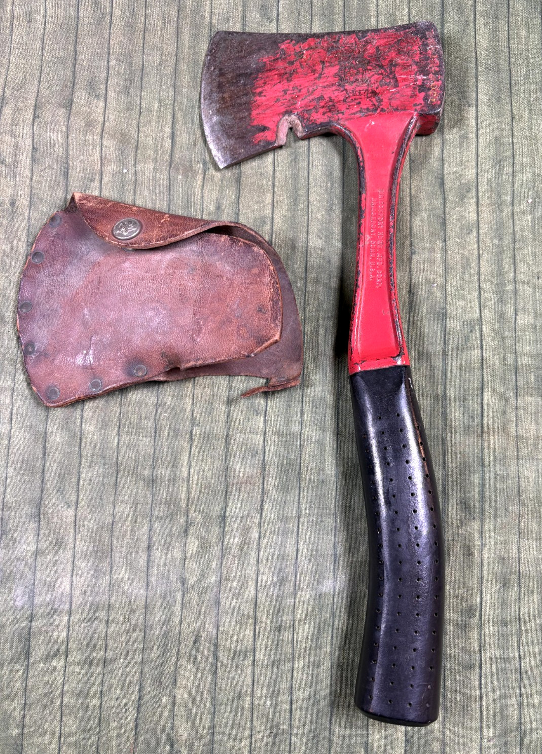 Vintage Bridgeport Hardware Mfg. Corp. Hatchet Axe Boy Scout (?) w/Sheath