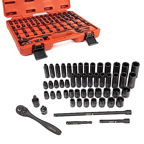 02437A 1/4 Drive Impact Socket Set Metric & Standard, Deep & Shallow 54 Piece