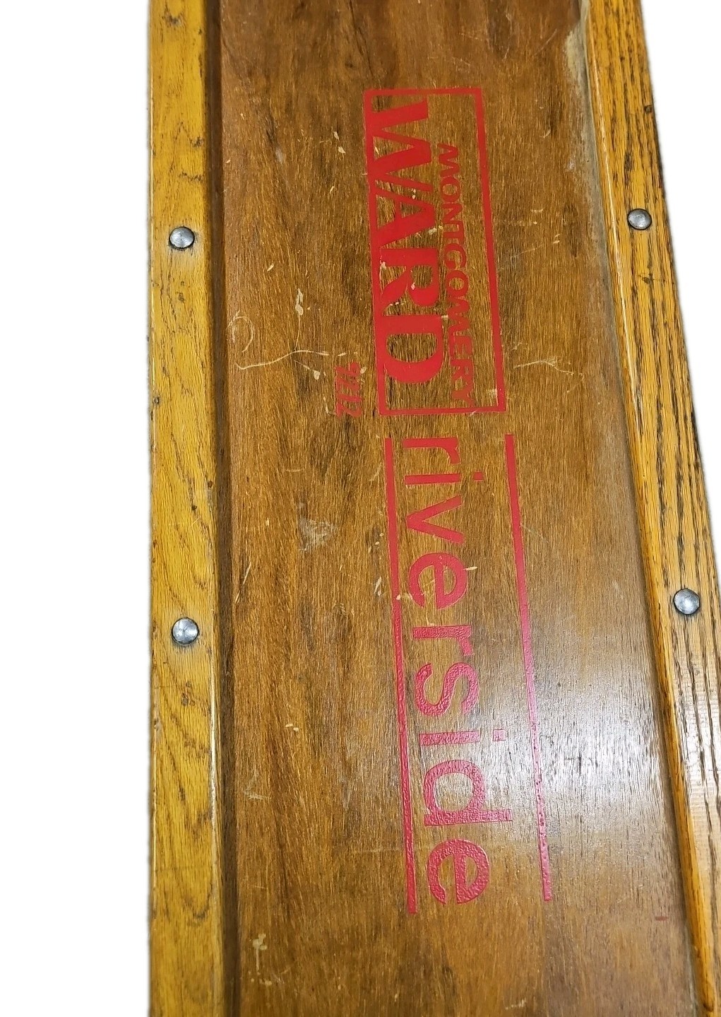 Vintage Montgomery Ward Mechanic Creeper 15 x 36 Head Rest Wood w/Metal Casters