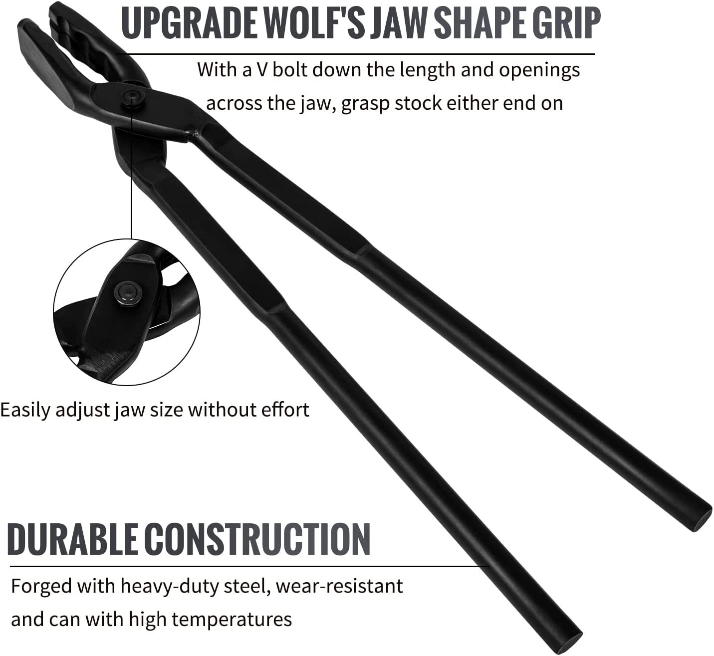 Blacksmith Wolf Jaw Tongs 16″ for Beginner & Bladesmith & Craftsmen Knife Making