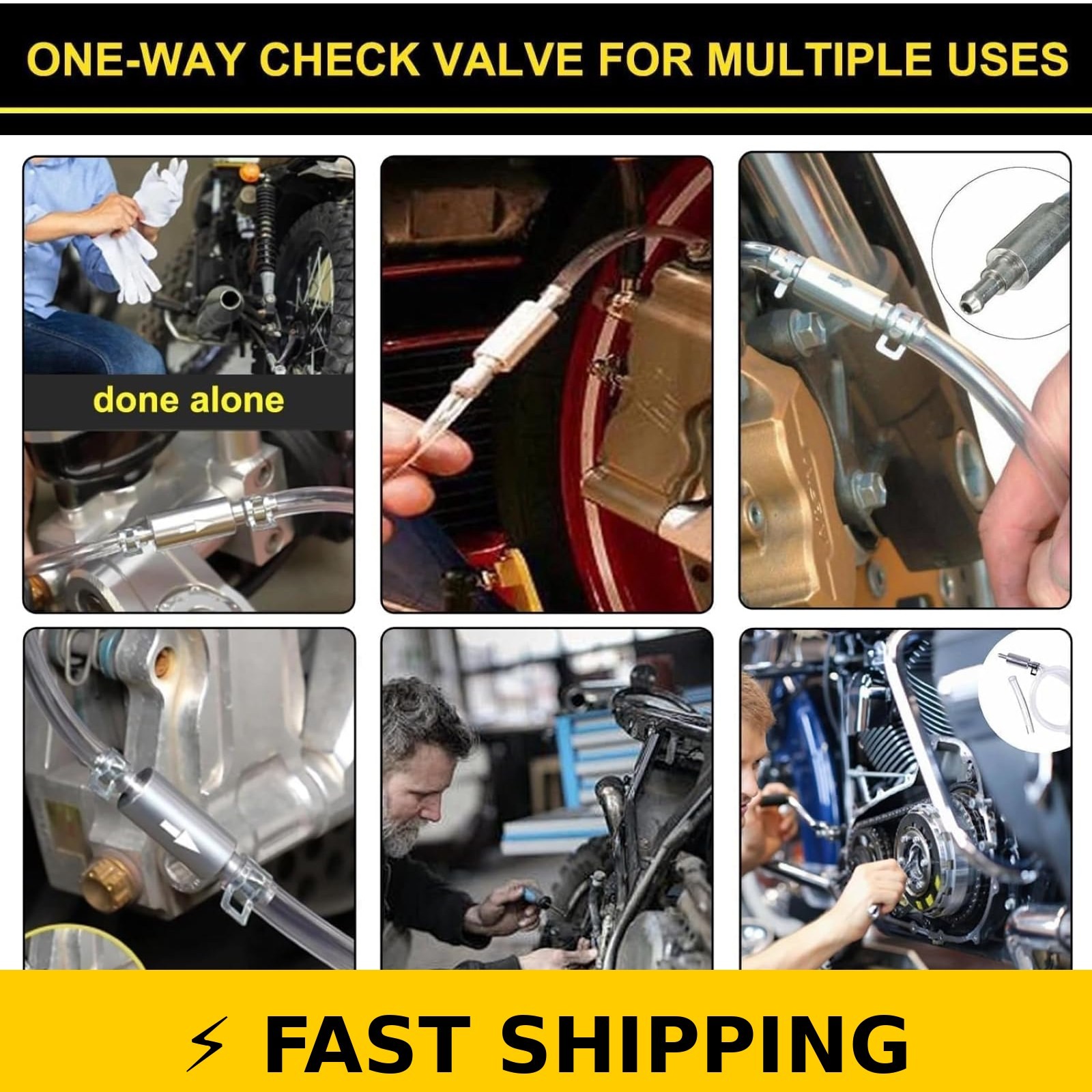 4 PCS Universal Brake Fluid Bleeder Kit – One-Way Check Valve
