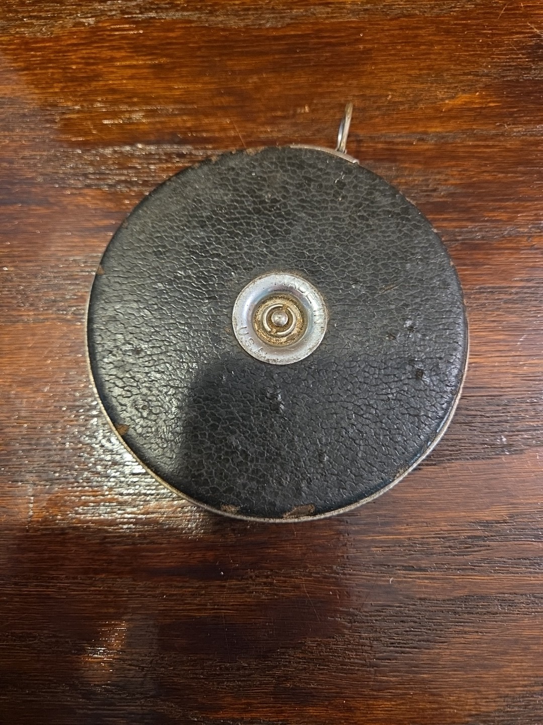 VINTAGE JUSTUS Roe & Sons 100 FT YELLOW Steel Tape Measure Leather Case