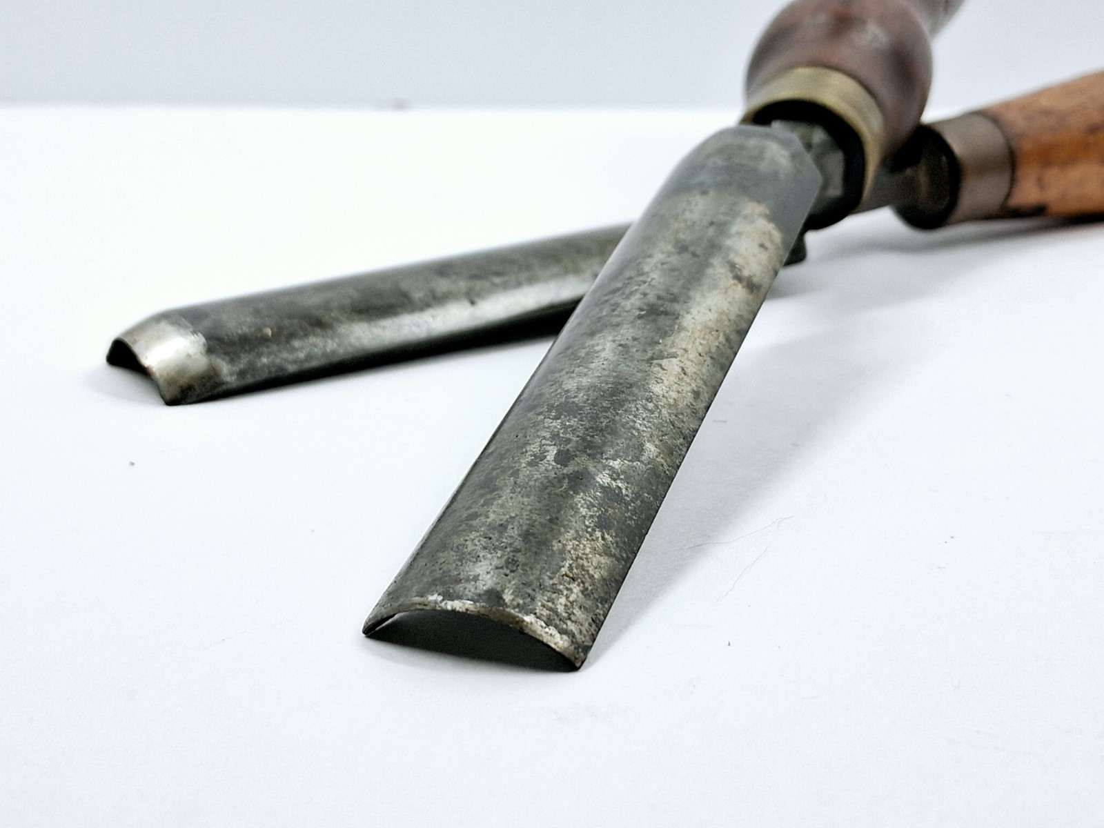 2 Vintage Buck Bros Carving Gouges Cranked Neck Woodworking Tools Stag Stamp