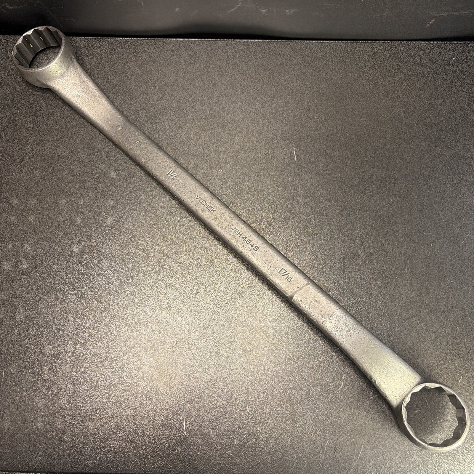 Vintage 19″ Wrench Vlchek 1 1/2″ & 1 7/16″ WBH 4648 Owners Marks